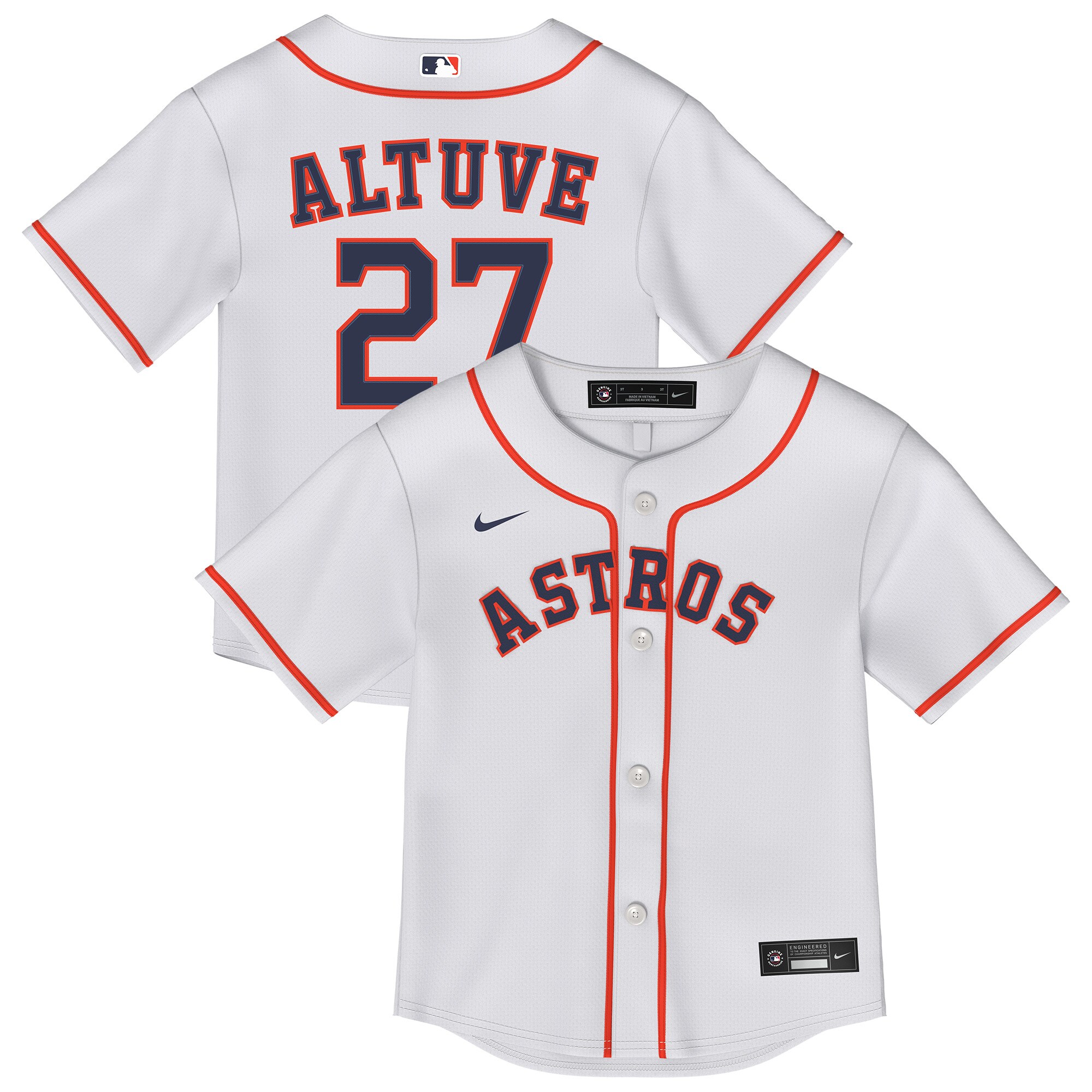Toddler Houston Astros Jose Altuve White 2.0 Player Baseball Jersey 
