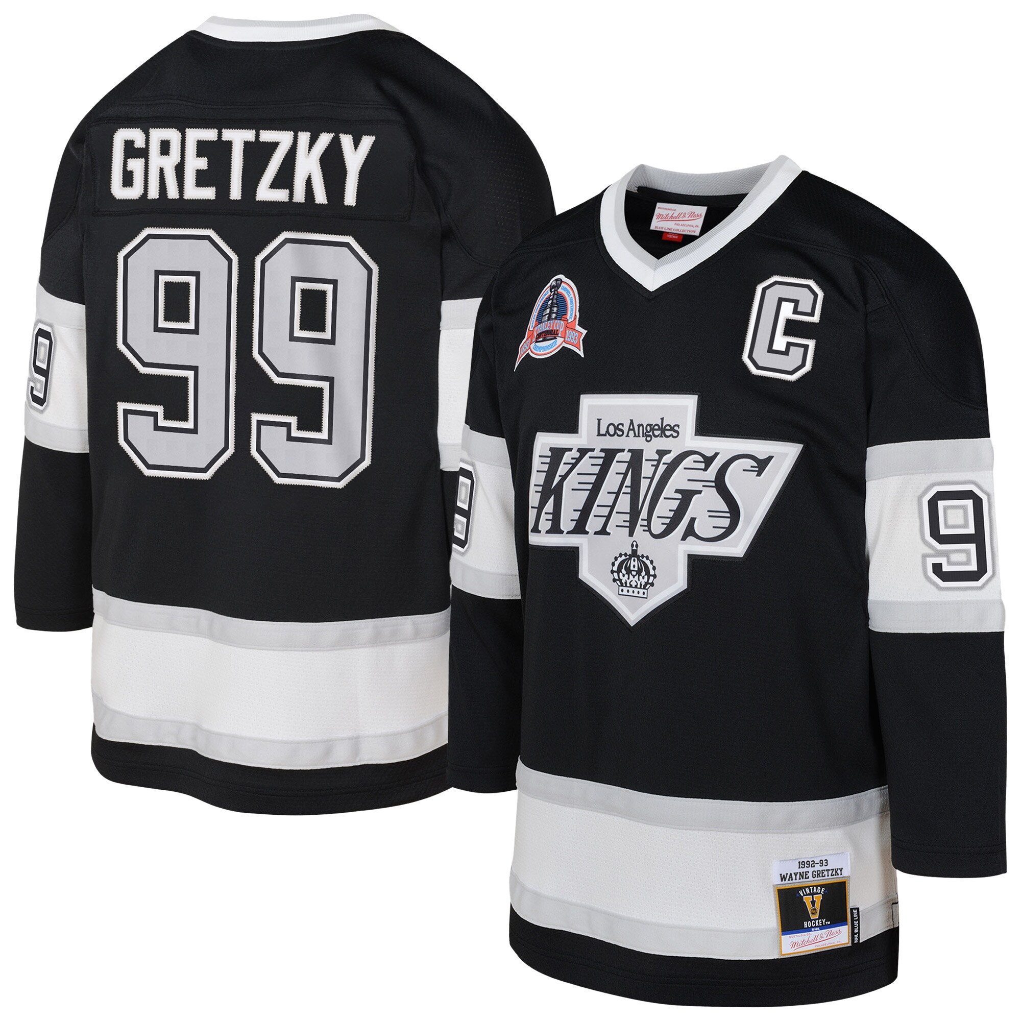 Toddler Los Angeles Kings Wayne Gretzky Mitchell & Ness Black 1992/93 Blue Line 2.0 Player Hockey Jersey - JS898 