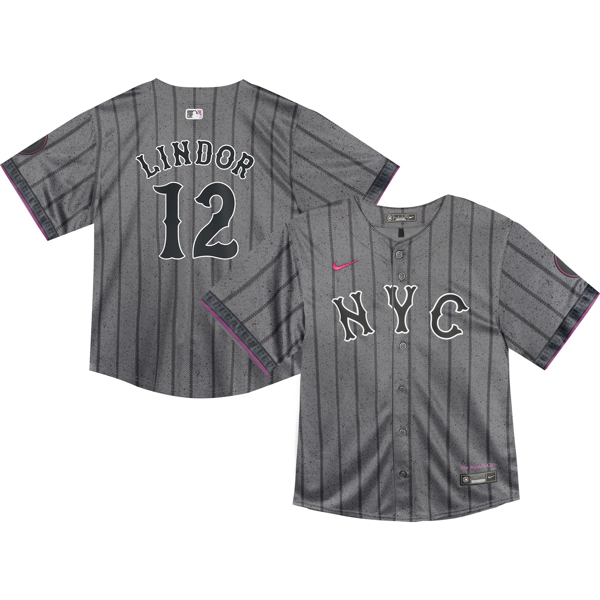 Toddler New York Mets Francisco Lindor Graphite 2024 City Connect Limited Player Baseball Jersey 