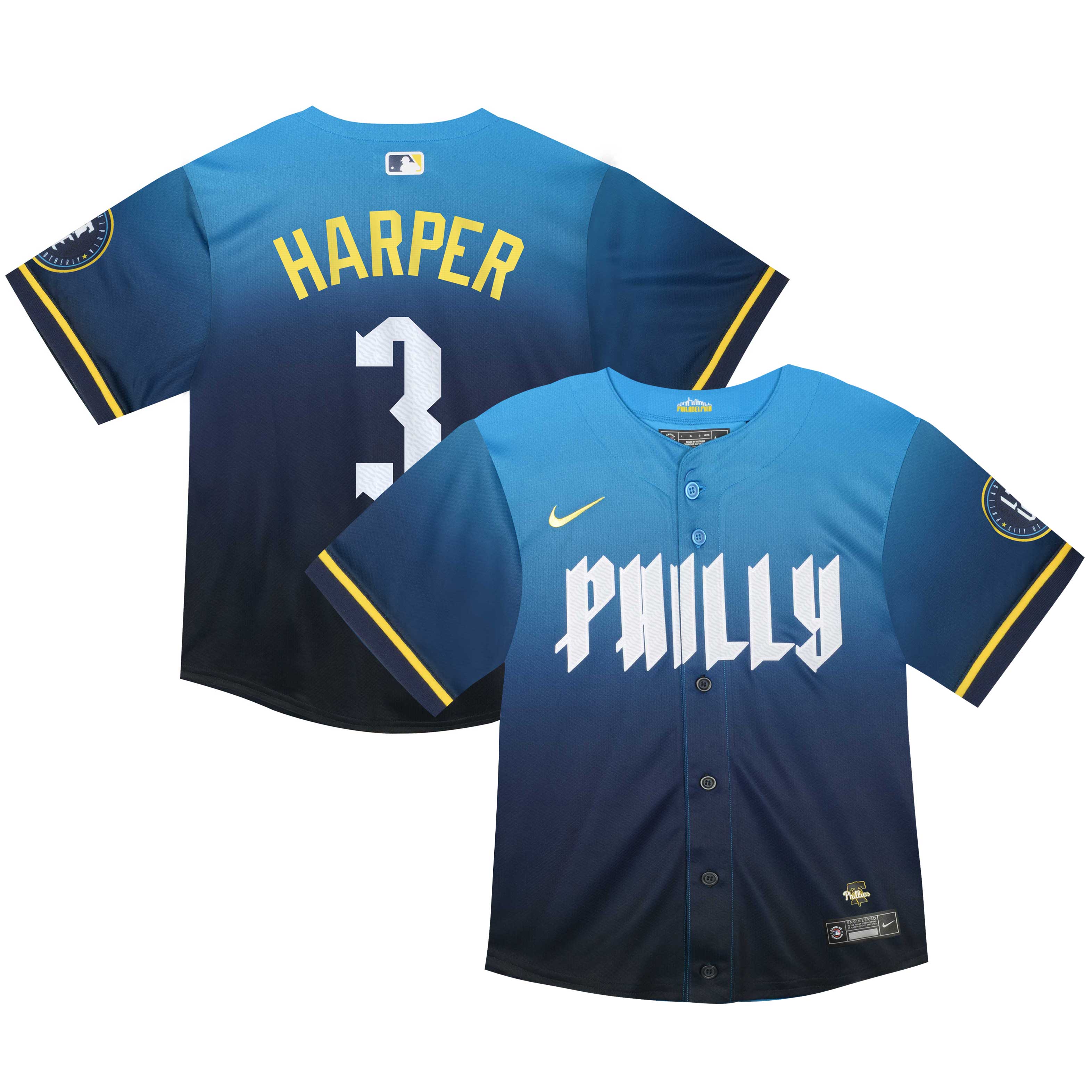 Toddler Philadelphia Phillies Bryce Harper Blue 2024 City Connect Limited Player Baseball Jersey 