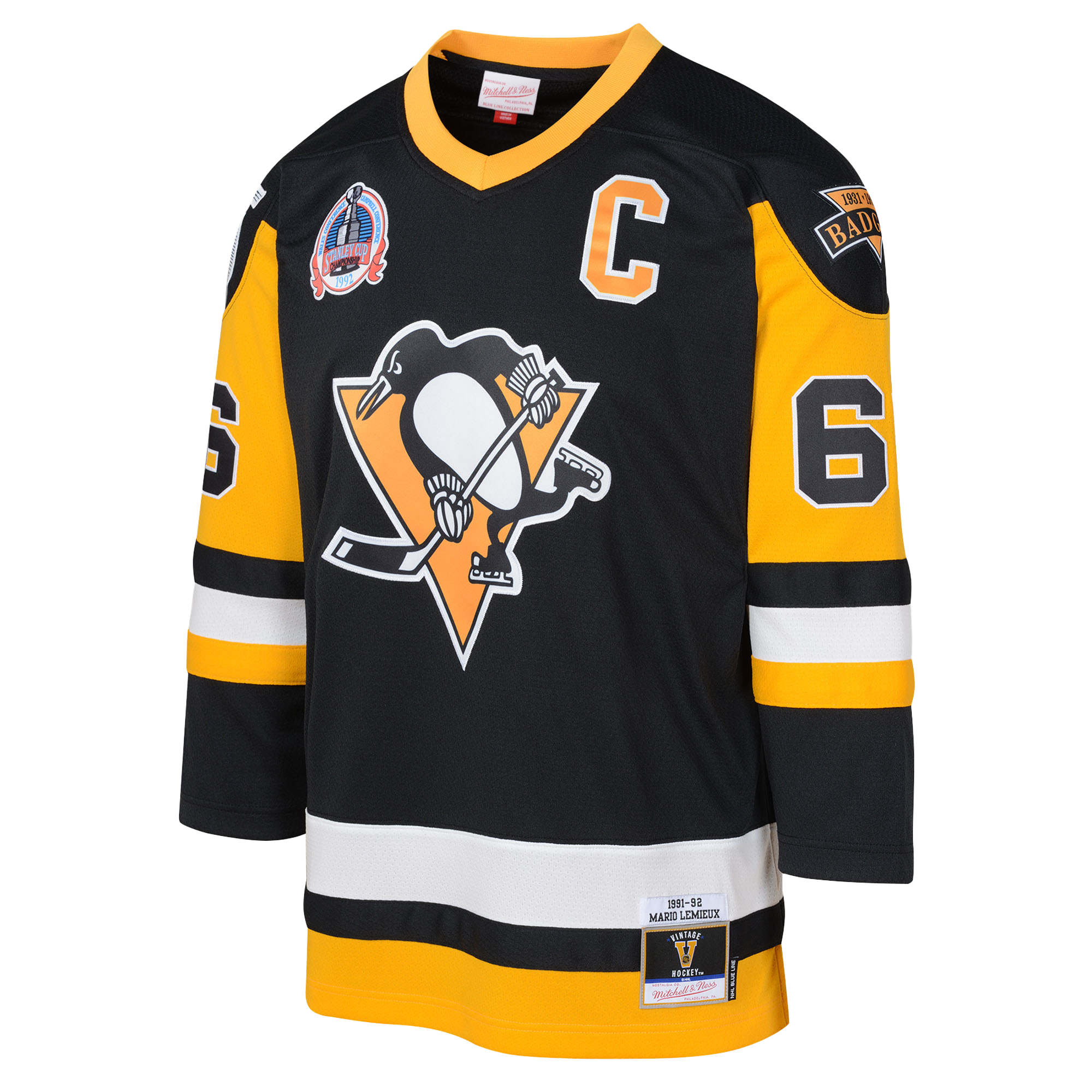 Alternative view of Toddler Pittsburgh Penguins Mario Lemieux Mitchell & Ness Black 1991/92 Blue Line 2.0 Player Hockey Jersey - JS858 