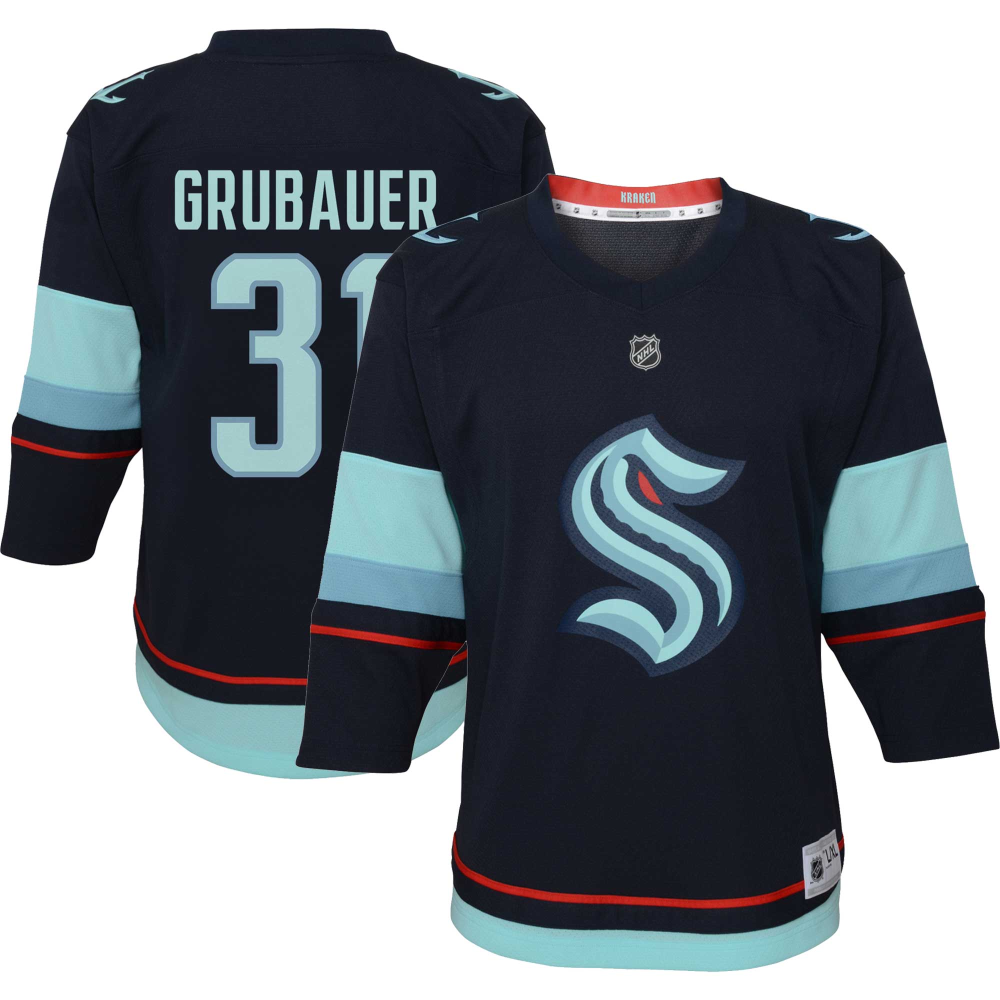 Toddler Seattle Kraken Philipp Grubauer Deep Sea Blue Home Player Hockey Jersey - JS190 