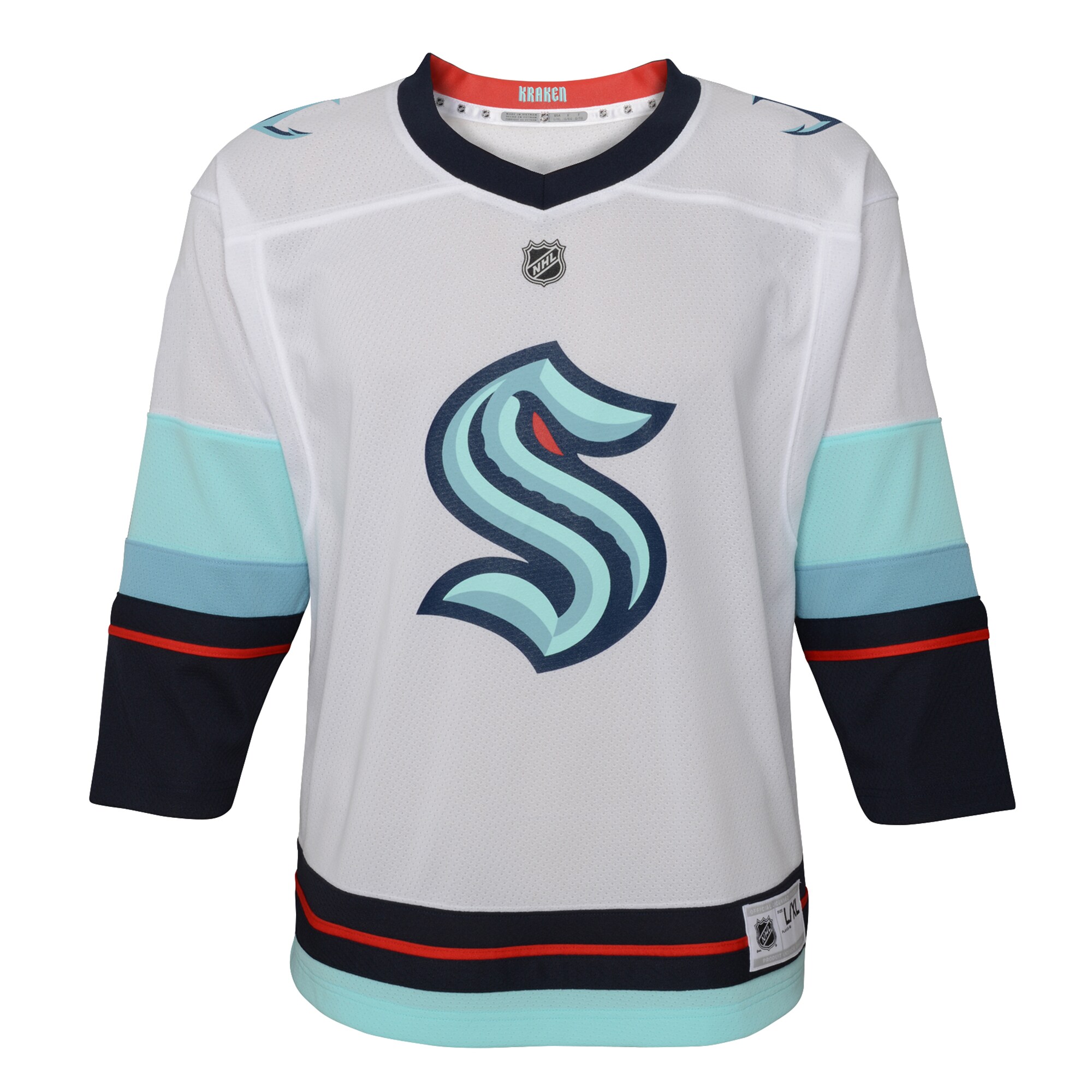 Alternative view of Toddler Seattle Kraken White Away Hockey Jersey - JS643 