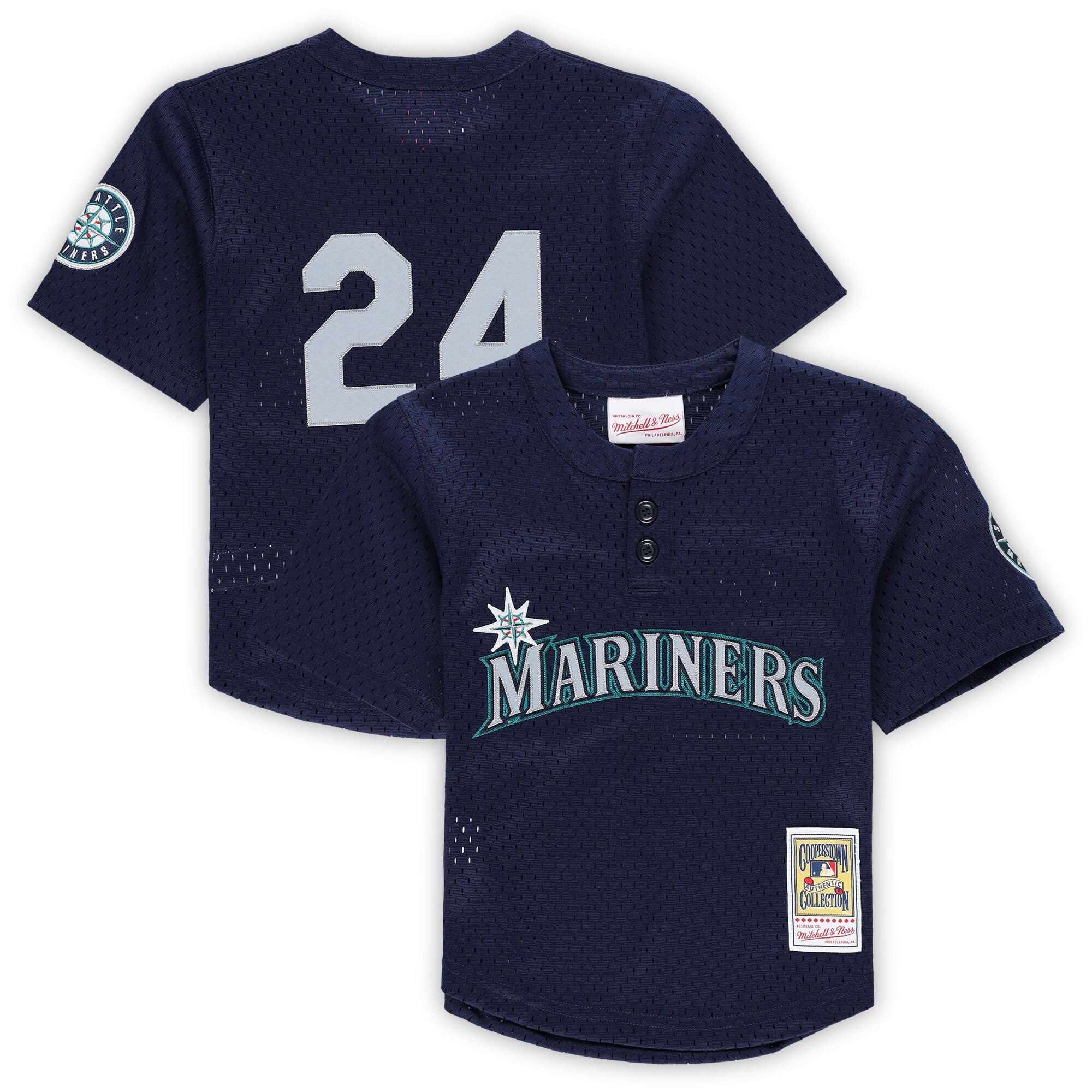 Toddler Seattle Mariners Ken Griffey Jr. Mitchell & Ness Navy Cooperstown Collection Mesh Batting Practice Baseball Jersey 