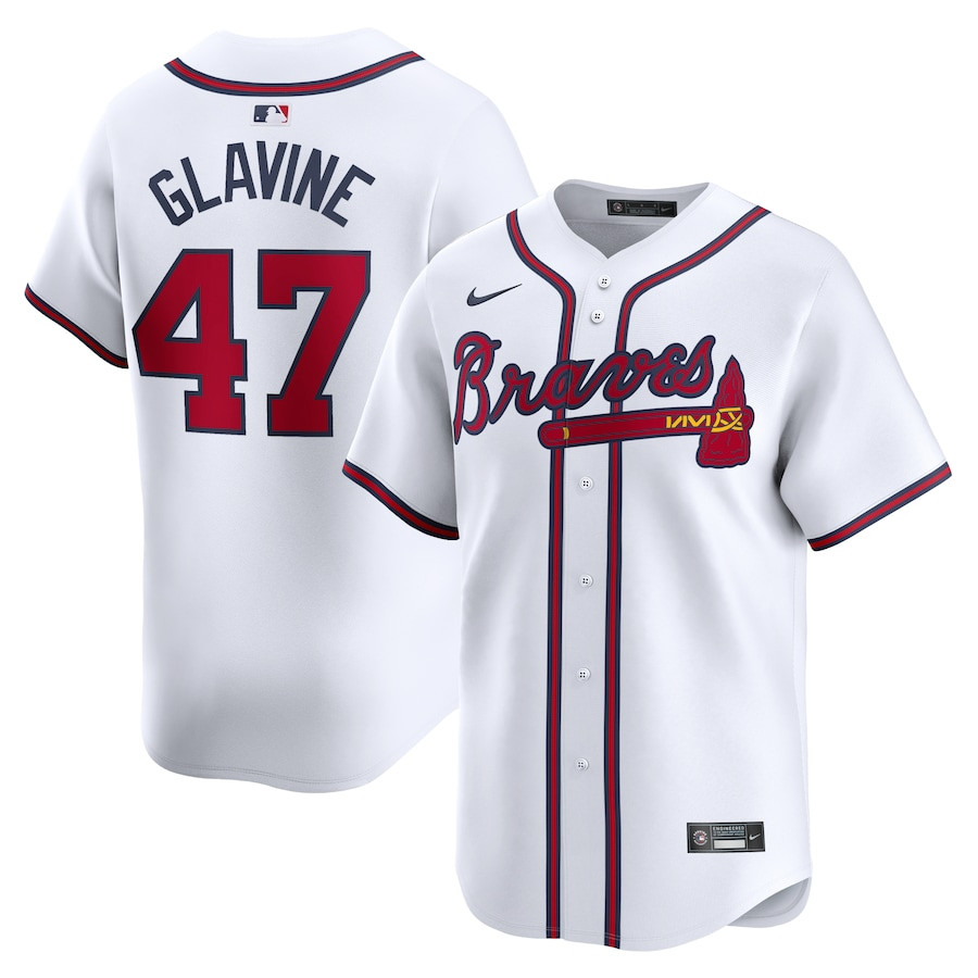 Tom Glavine 47 Atlanta Braves Home Limited Player Men Baseball Jersey - White - JS130