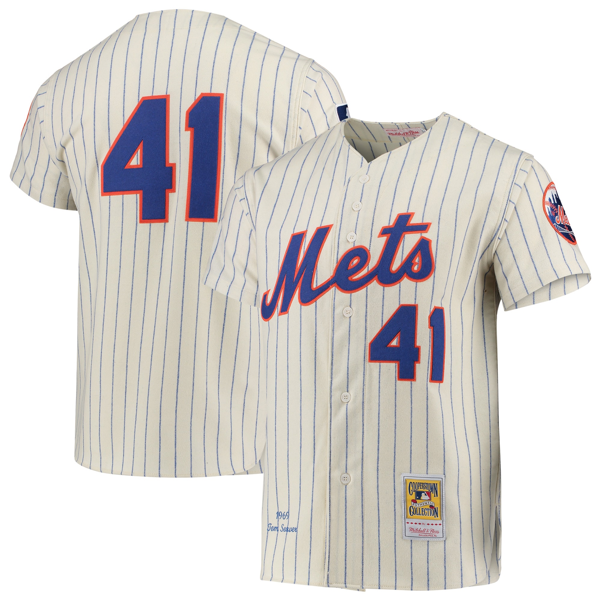 Tom Seaver New York Mets Mitchell & Ness Cooperstown Collection Authentic Baseball Jersey - Cream