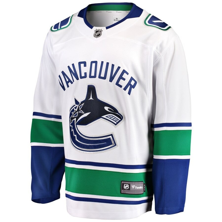 Alternative view of Tom Willander #60 Vancouver Canucks 2023 Draft Away Men Hockey Jersey - White - JS173 