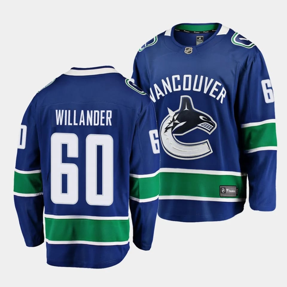 Tom Willander #60 Vancouver Canucks 2023 Draft Home Men Hockey Jersey - Navy - JS654 