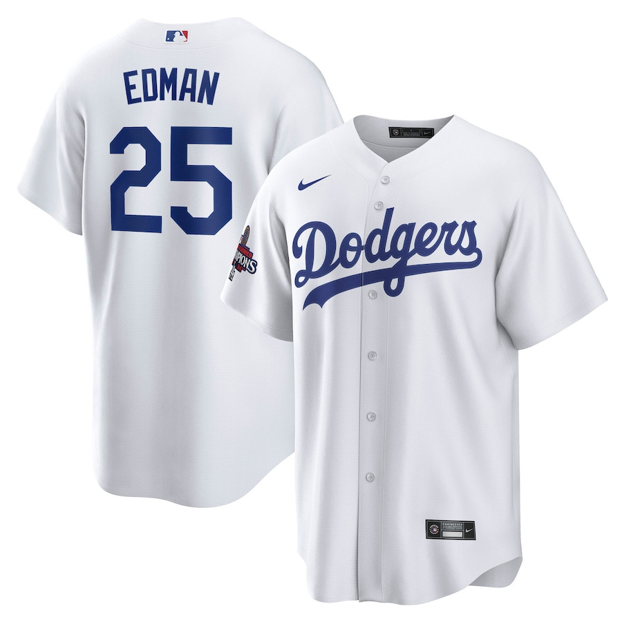 Tommy Edman 25 Los Angeles Dodgers 2024 World Series Champions Home Men Player Baseball Jersey - White 