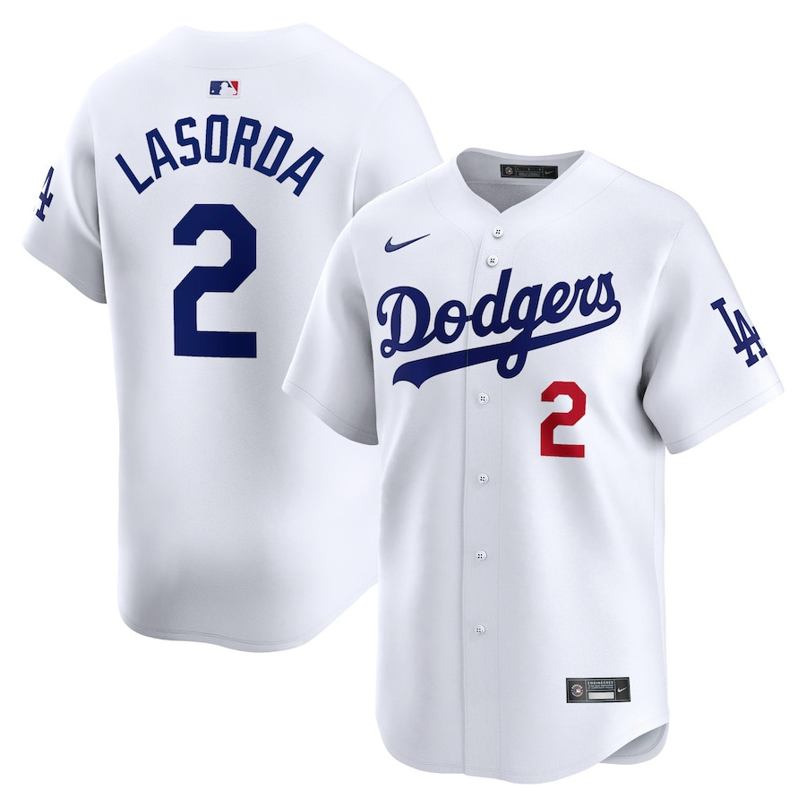 Tommy Lasorda 2 Los Angeles Dodgers Home Limited Player Men Baseball Jersey - White 