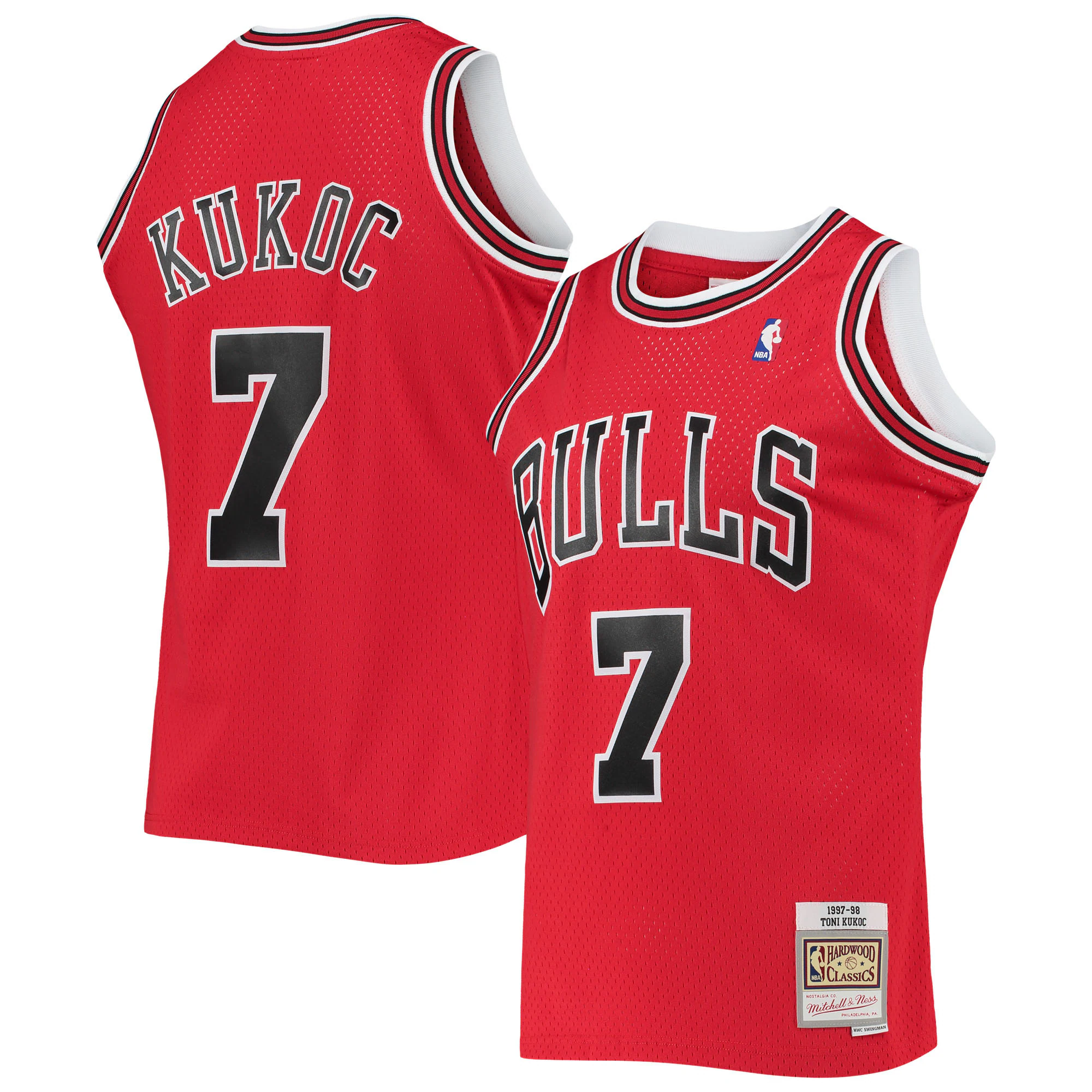 Alternative view of Toni Kukoc Chicago Bulls Mitchell & Ness 1997-98 Hardwood Classics Swingman Basketball Jersey - Red