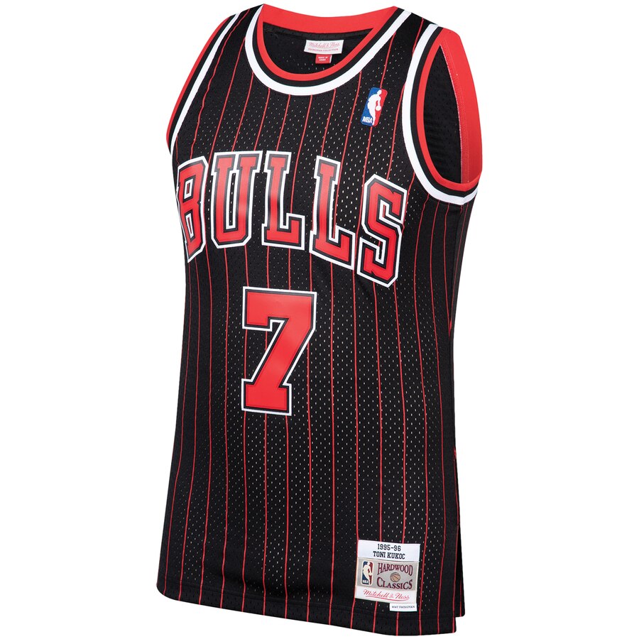Alternative view of Toni Kukoc Chicago Bulls Mitchell & Ness 1995-96 Hardwood Classics Swingman Player Basketball Jersey – Black – Jsfangear Basketball Jersey Store