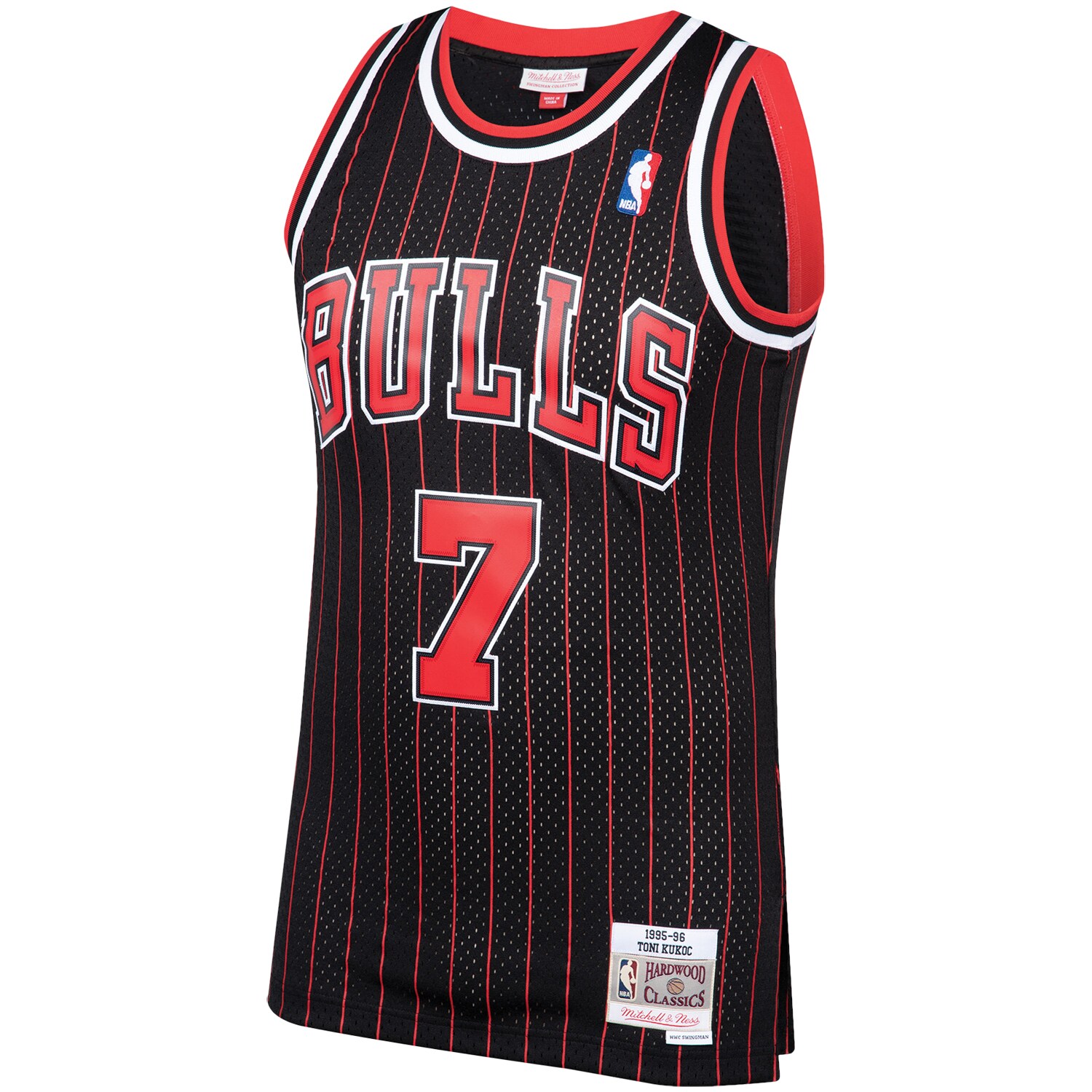 Alternative view of Toni Kukoc Chicago Bulls Mitchell & Ness 1995/96 Hardwood Classics Swingman Basketball Jersey - Black