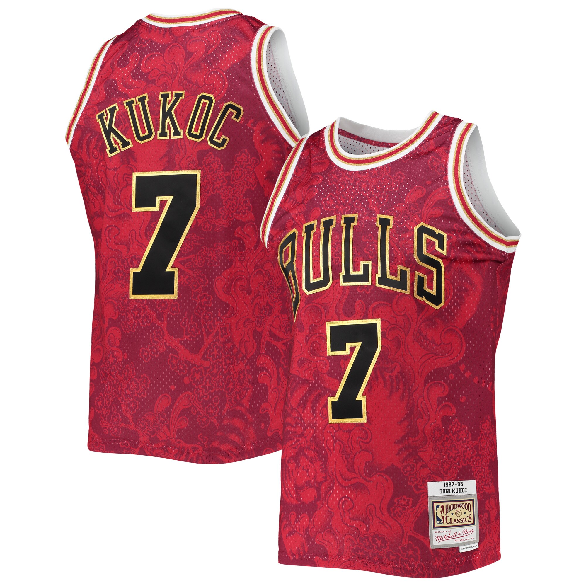 Alternative view of Toni Kukoc Chicago Bulls Mitchell & Ness Hardwood Classics 1997-98 Lunar New Year Swingman Basketball Jersey - Red