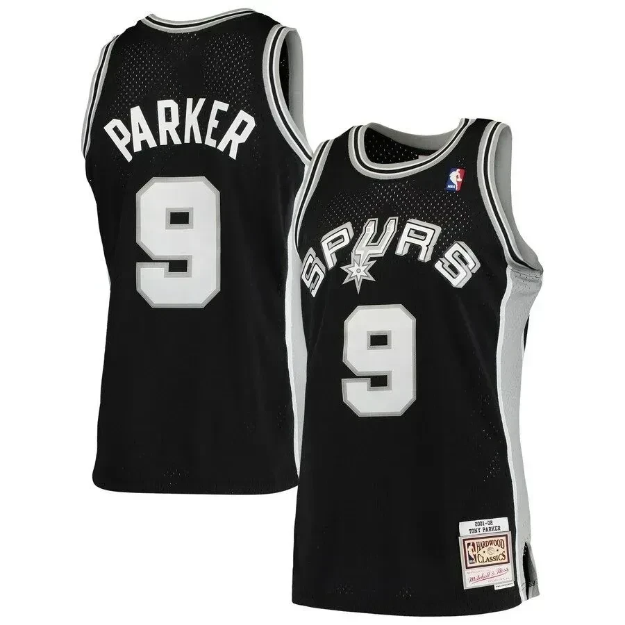 Tony Parker 9 San Antonio Spurs Mitchell & Ness 2001-02 Hardwood Classics Swingman Basketball Jersey - Black - JS653 