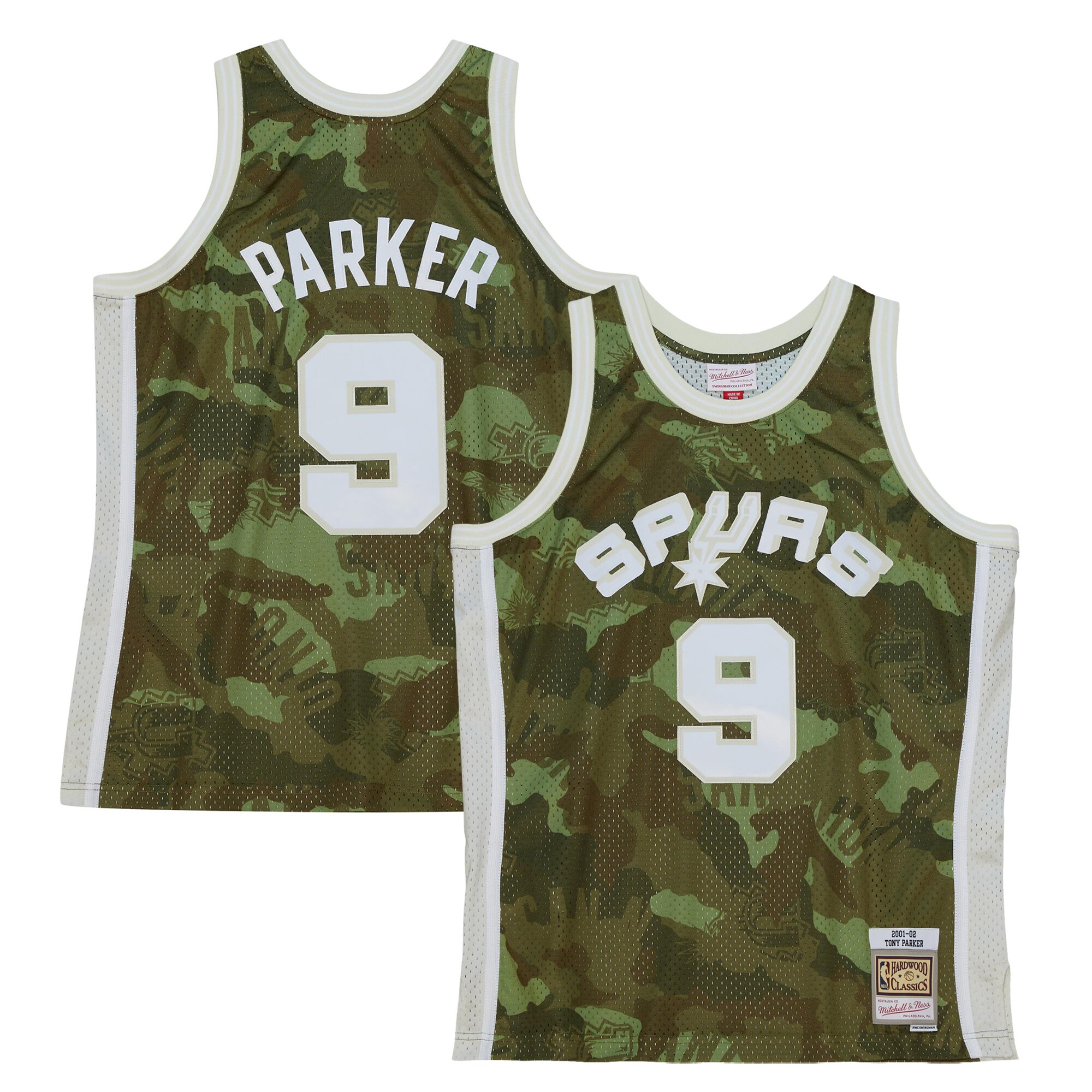 Alternative view of Tony Parker San Antonio Spurs Mitchell & Ness Hardwood Classics 2000/01 Ghost Green Swingman Basketball Jersey - Camo