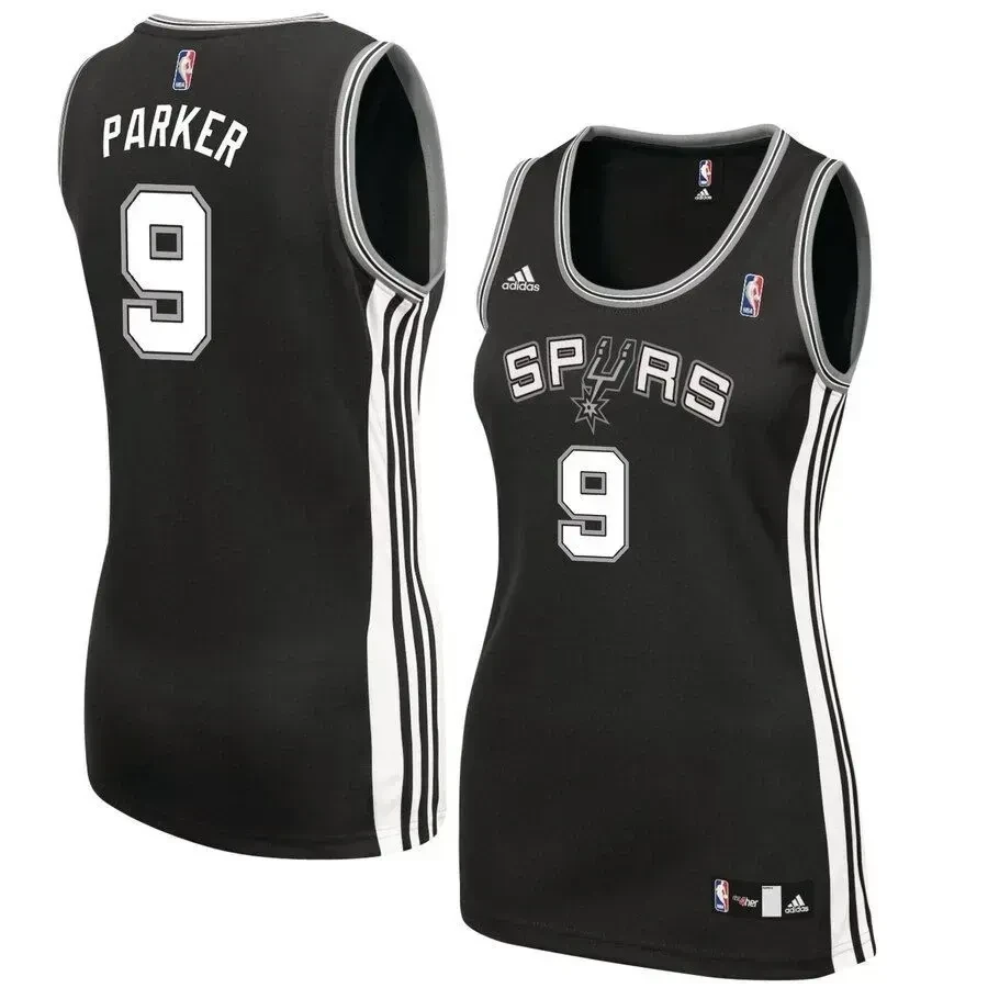 Tony Parker San Antonio Spurs Women's Team Basketball Jersey - Black - JS529 