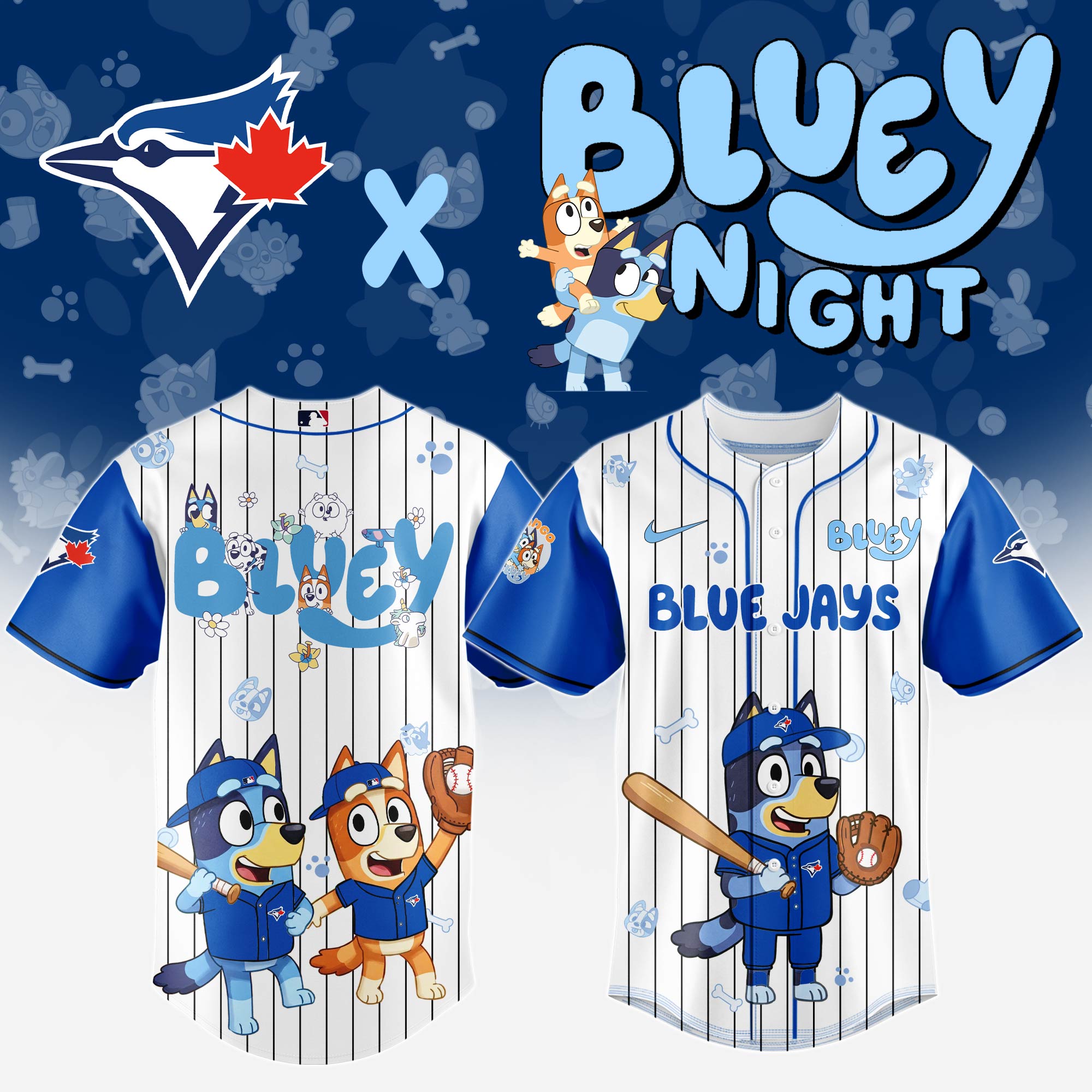 Toronto Blue Jays Mlb X Bluey And Bingo Special Edition Custom Baseball Jersey 2025