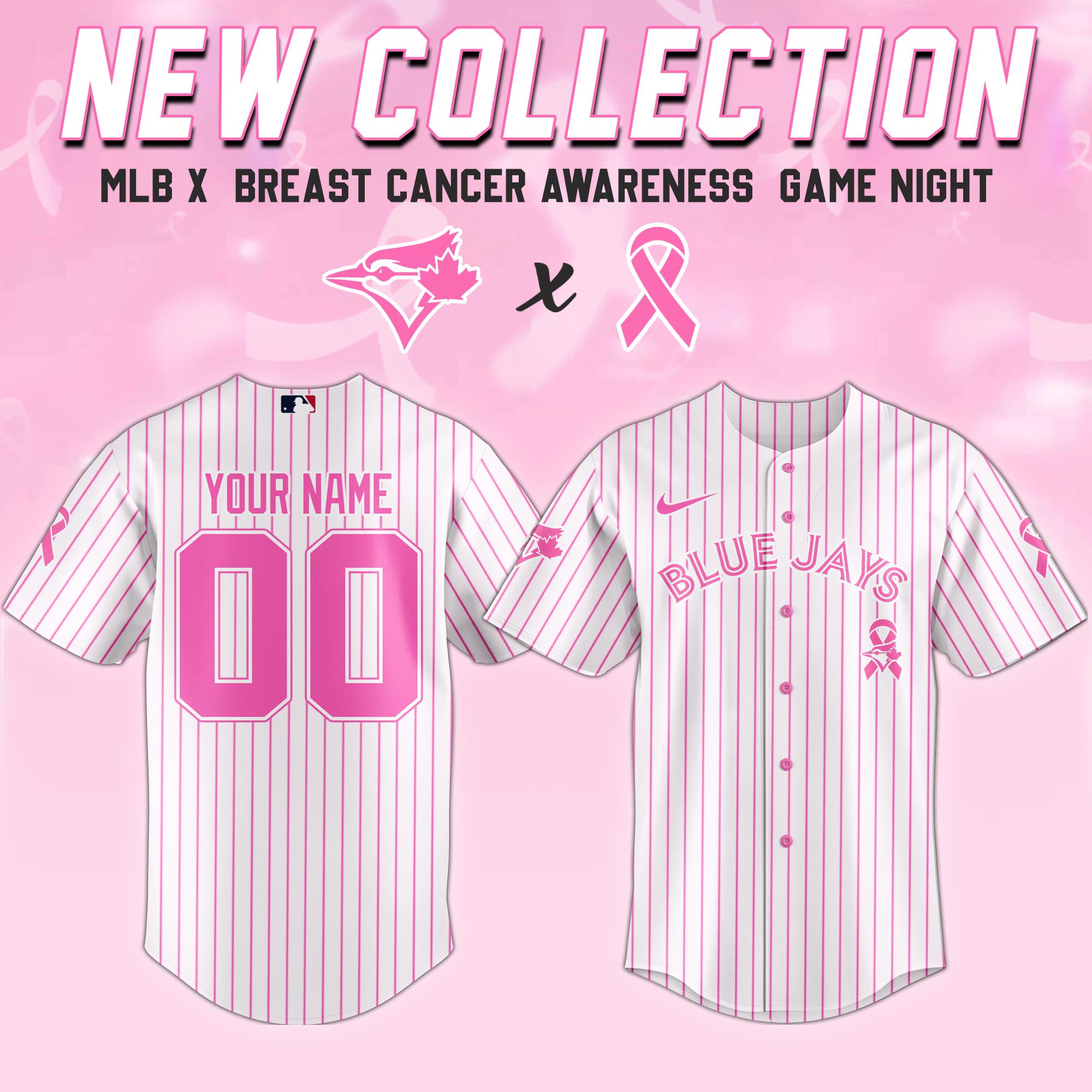 Toronto Blue Jays Mlb X Breast Cancer Awareness Month United In Pink Custom Baseball Jersey