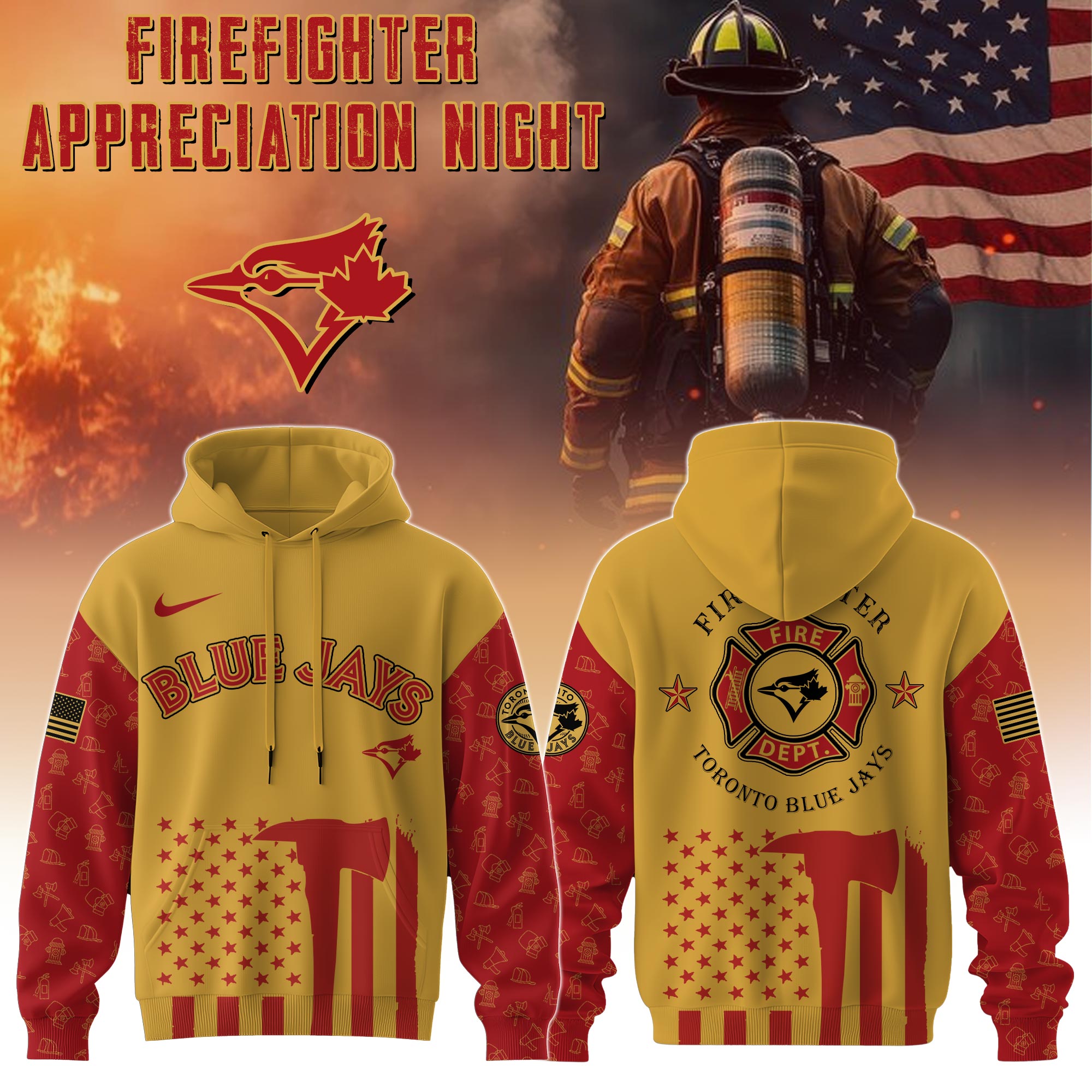Toronto Blue Jays Mlb X Firefighter Appreciation Night Special Edition Custom Hoodie 2025