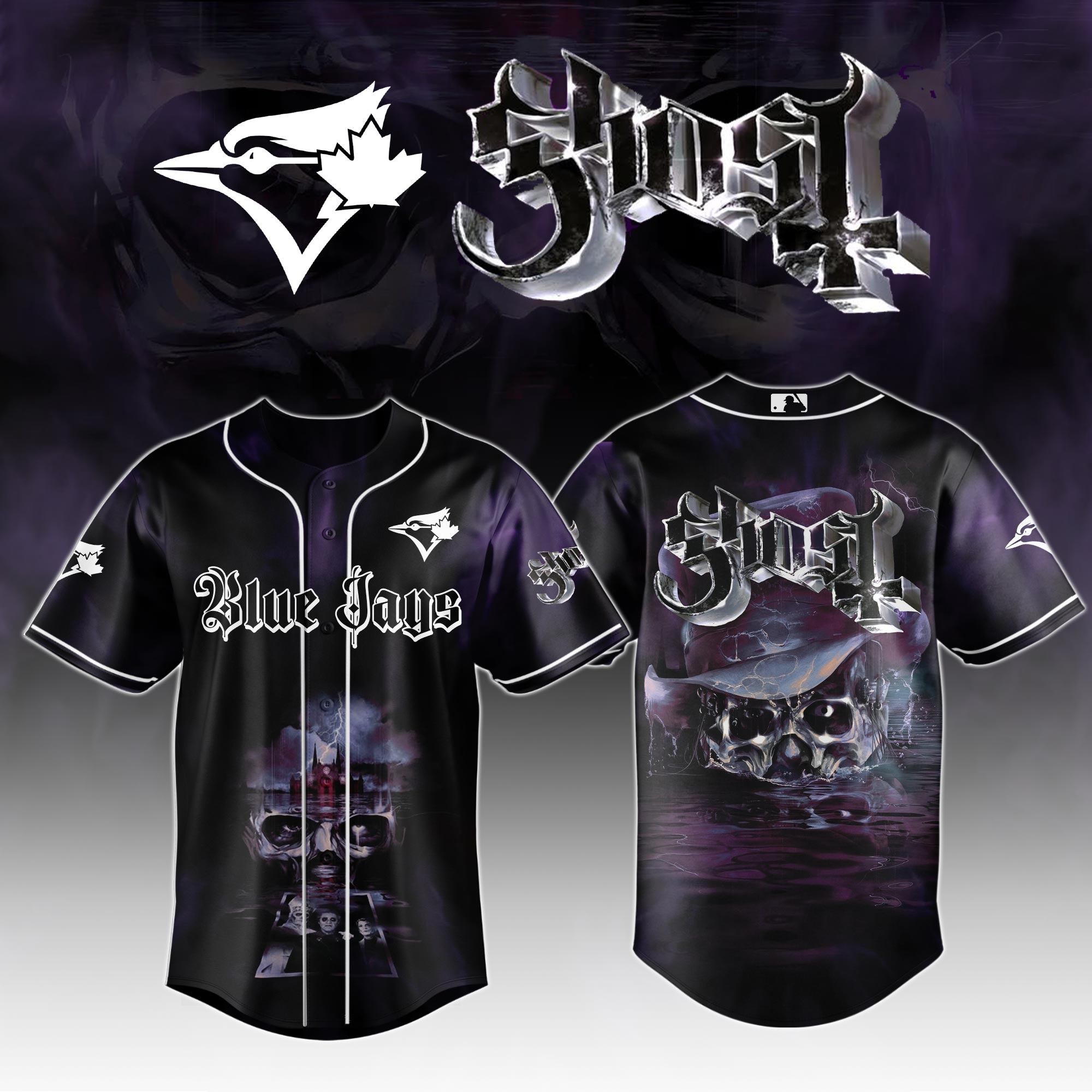 Toronto Blue Jays Mlb X Ghost Night Show Custom Baseball Jersey