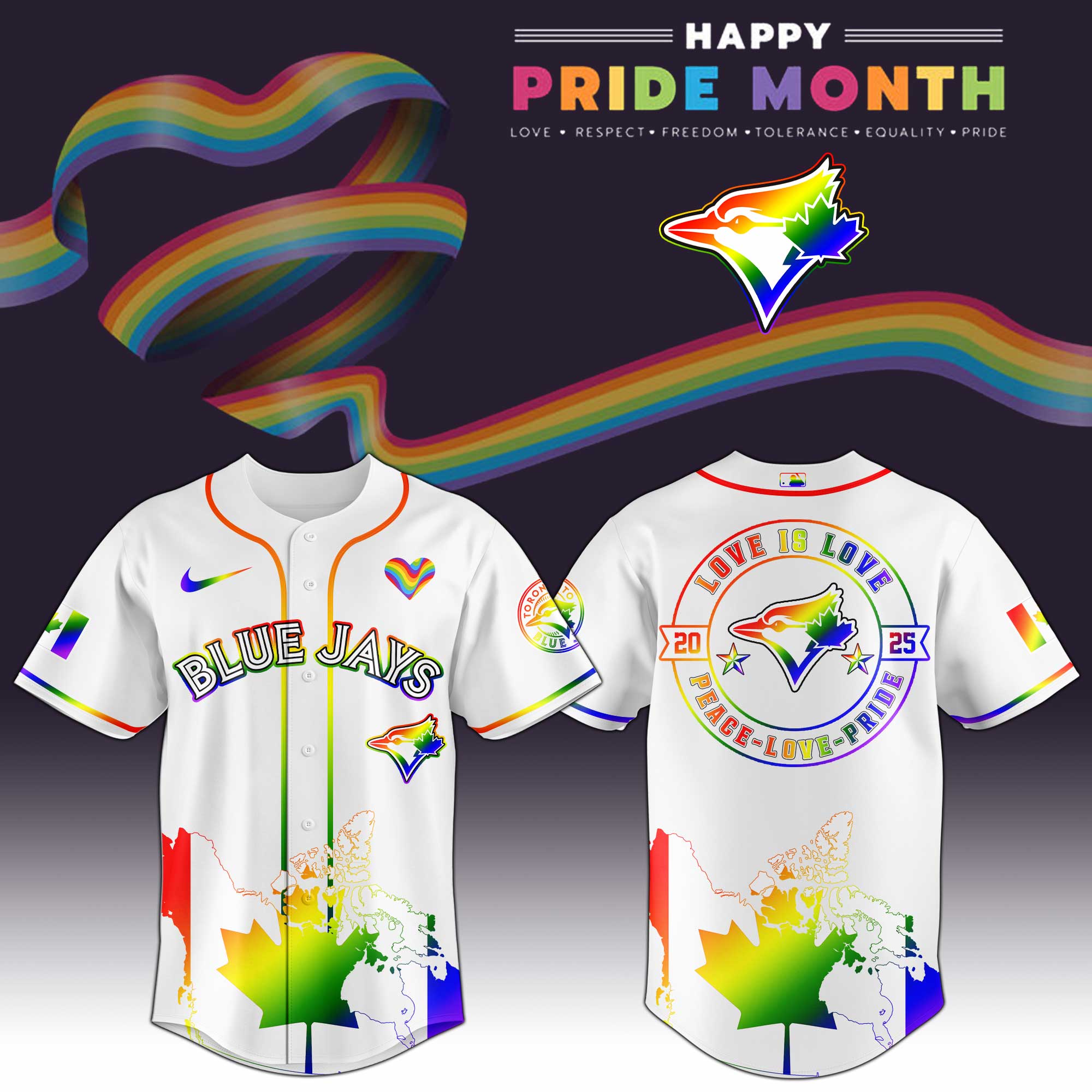 Toronto Blue Jays Mlb X Happy Pride Month Limited Edition Custom Baseball Jersey 2025