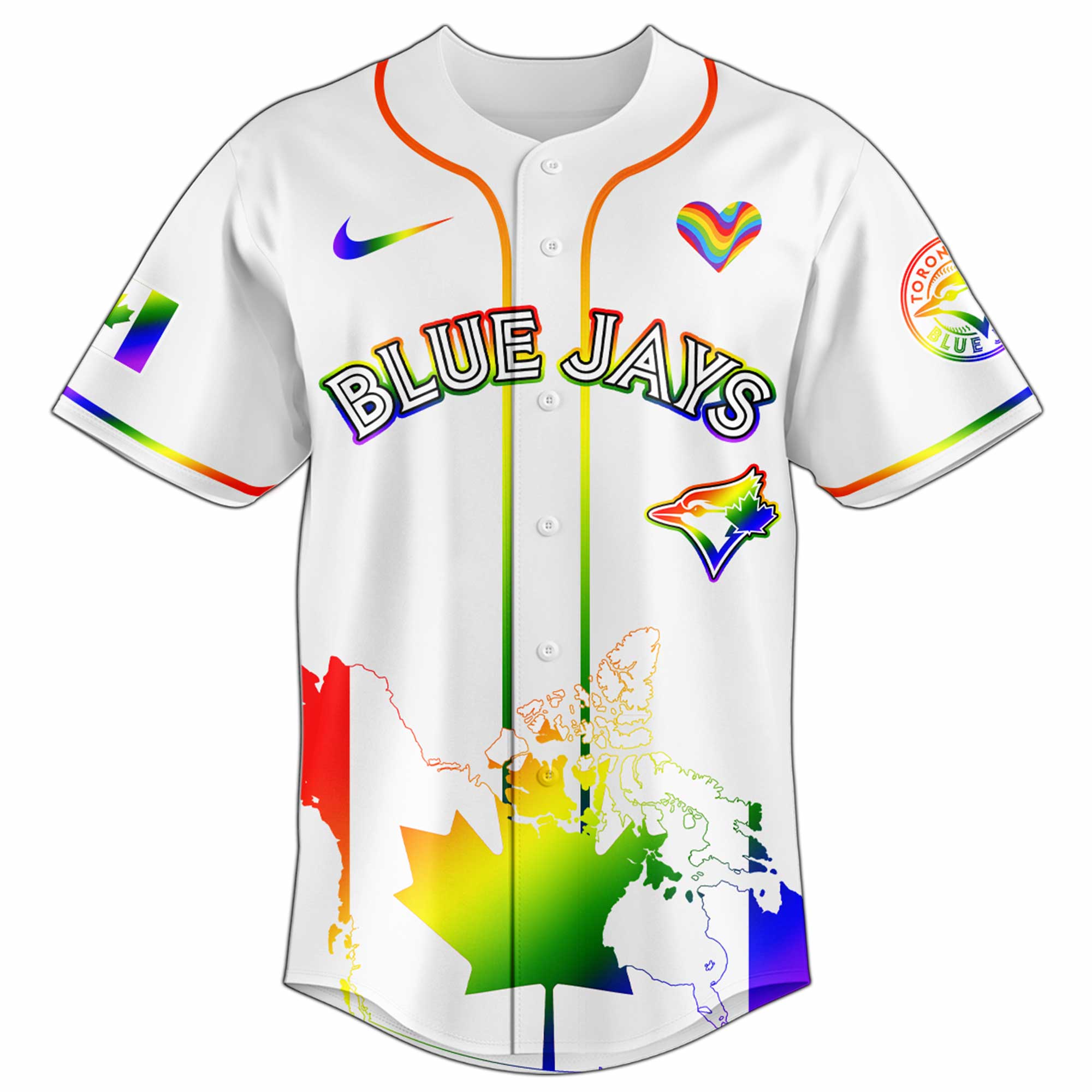 Alternative view of Toronto Blue Jays Mlb X Happy Pride Month Limited Edition Custom Baseball Jersey 2025