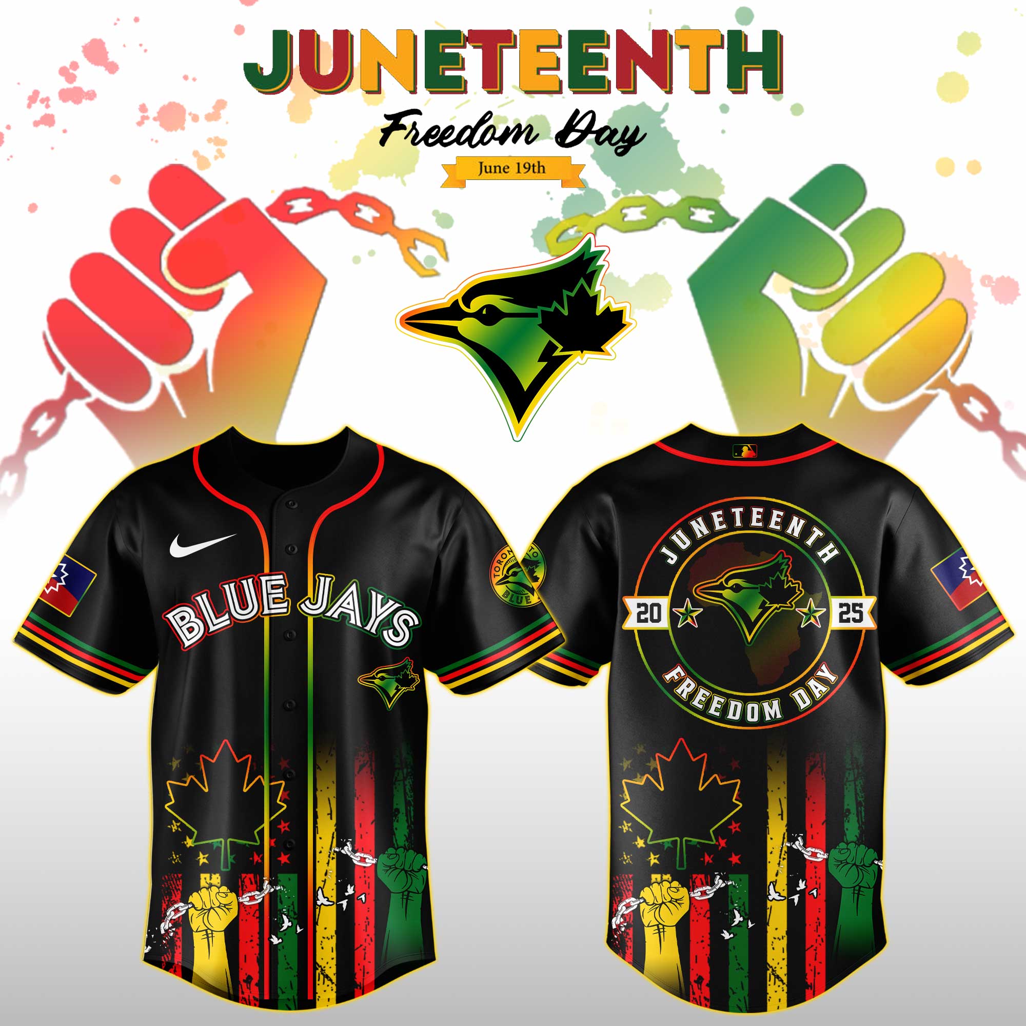 Toronto Blue Jays Mlb X Juneteenth Day Custom Baseball Jersey Edition Custom Baseball Jersey 2025