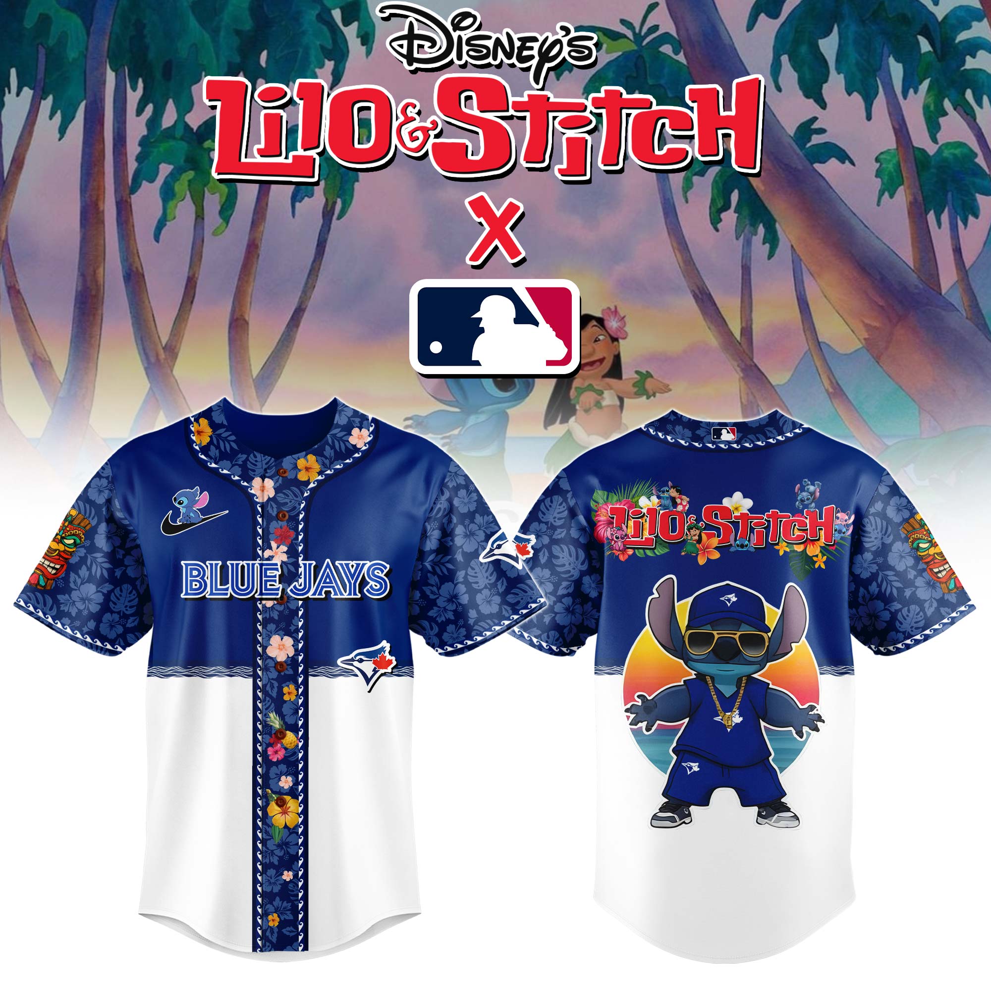 Toronto Blue Jays Mlb X Lilo & Stitch Custom Baseball Jersey