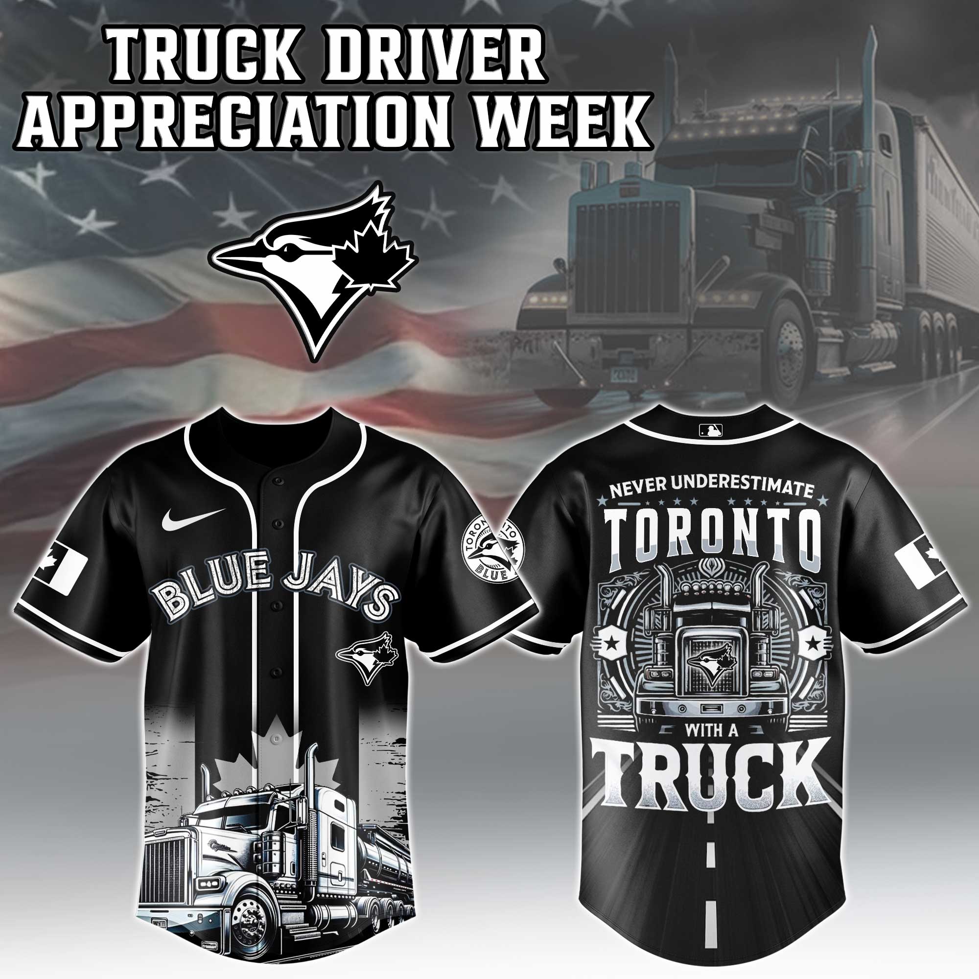 Toronto Blue Jays Mlb X Nation Truck Driver Appreciation Week Limited Edition Custom Baseball Jersey 2025