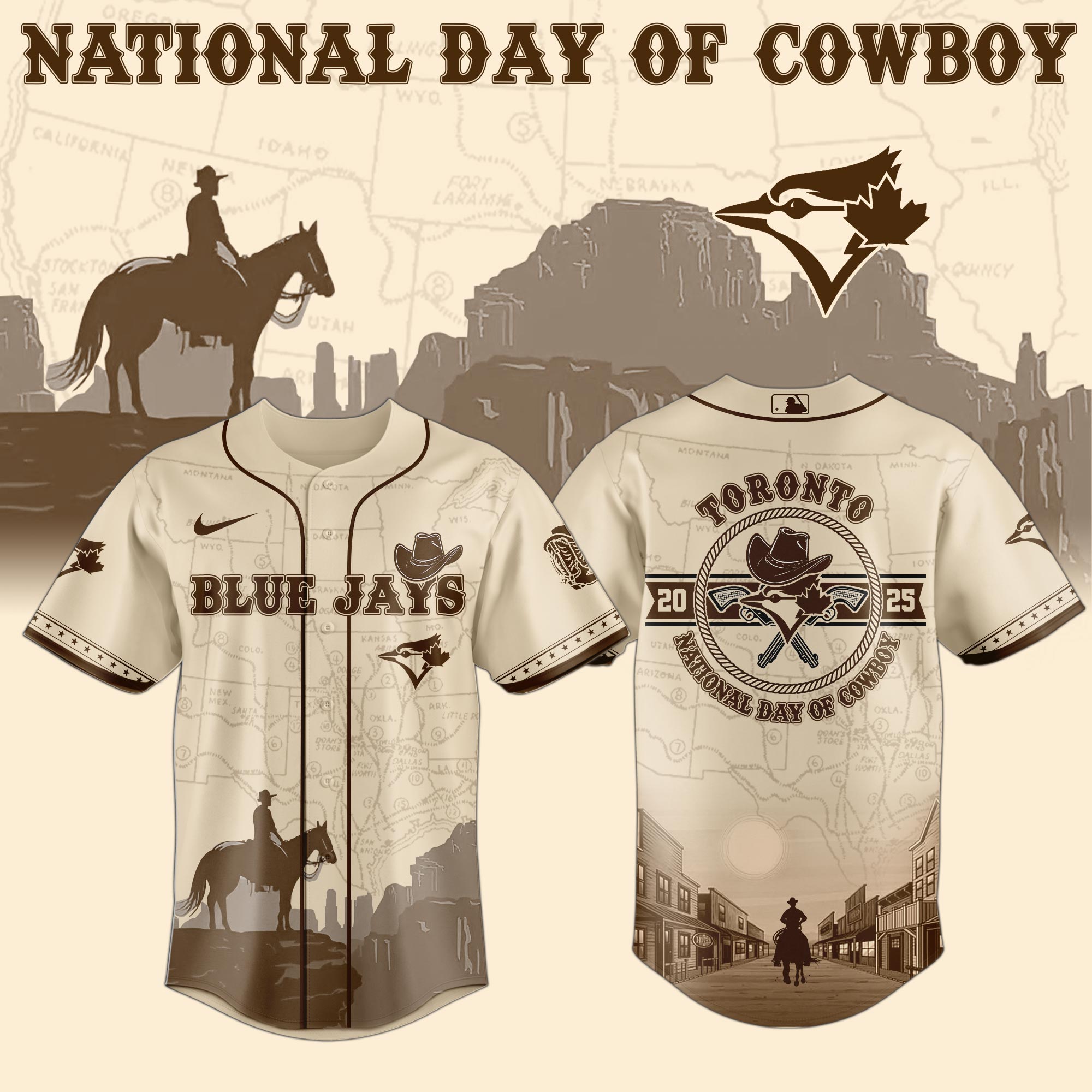Toronto Blue Jays Mlb X National Day Of Cowboy Custom Baseball Jersey