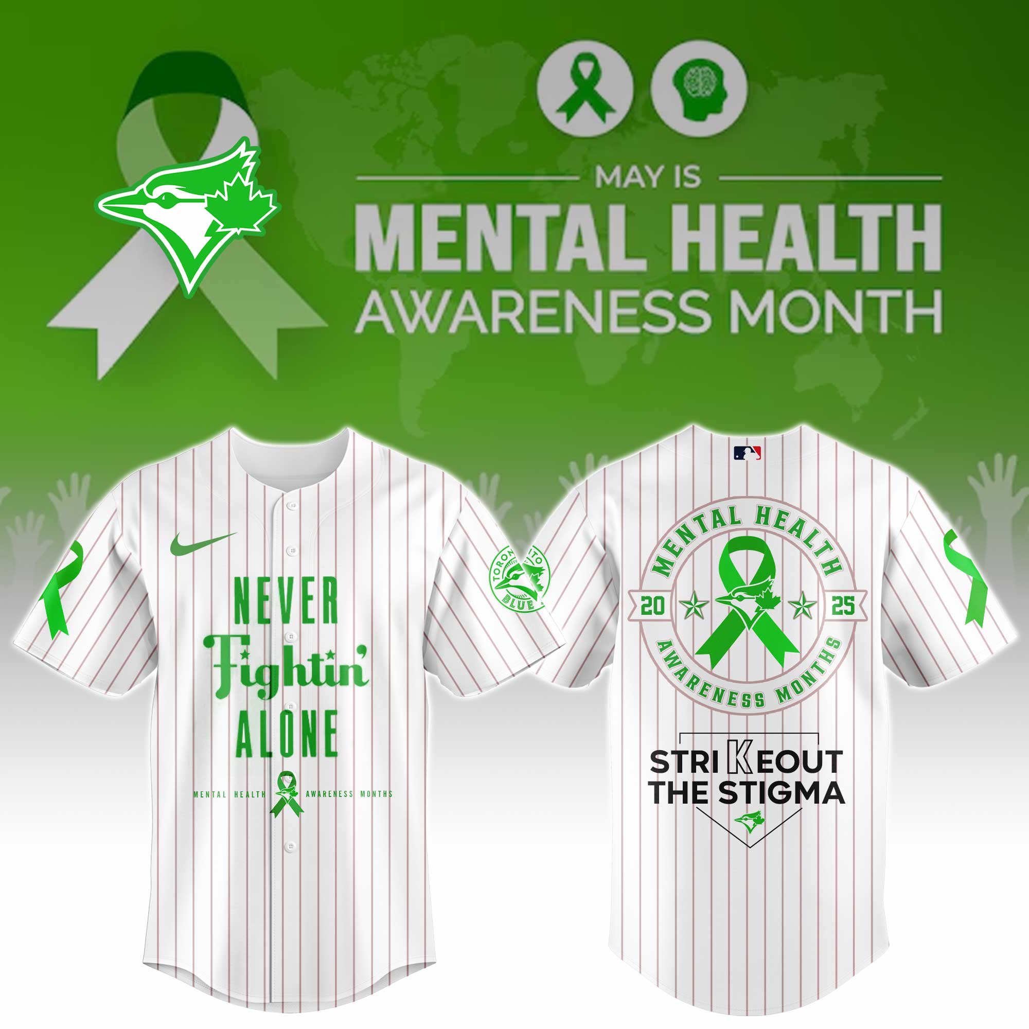 Toronto Blue Jays Special Mental Health Awareness Week Limited Edition Custom Baseball Jersey