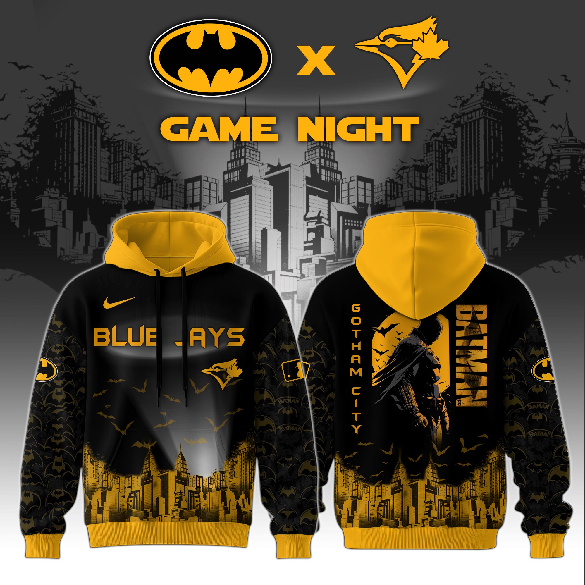 Toronto Blue Jays X Dc Batman Game Night 3d Custom Hoodie