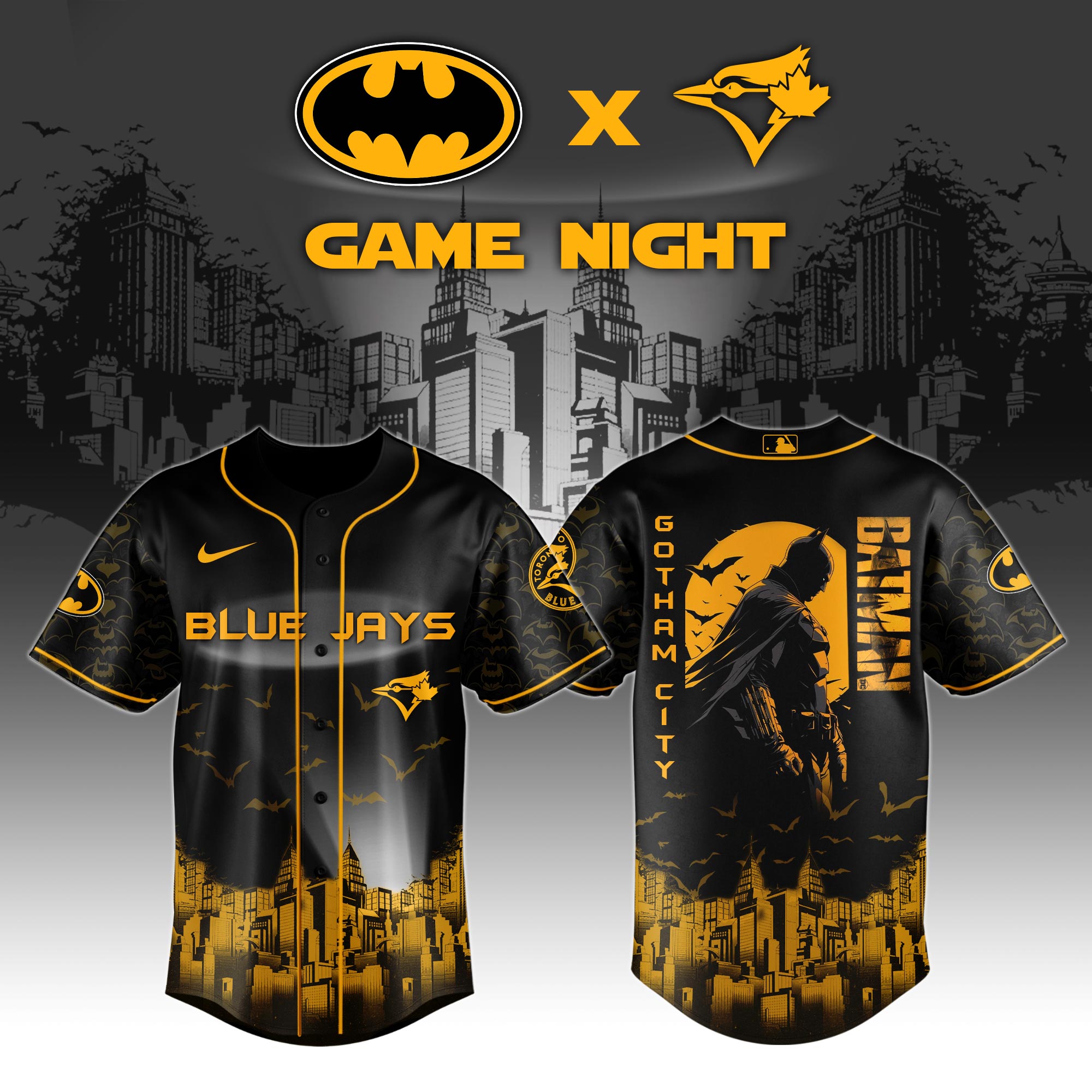 Toronto Blue Jays X Dc Batman Game Night Custom Baseball Jersey