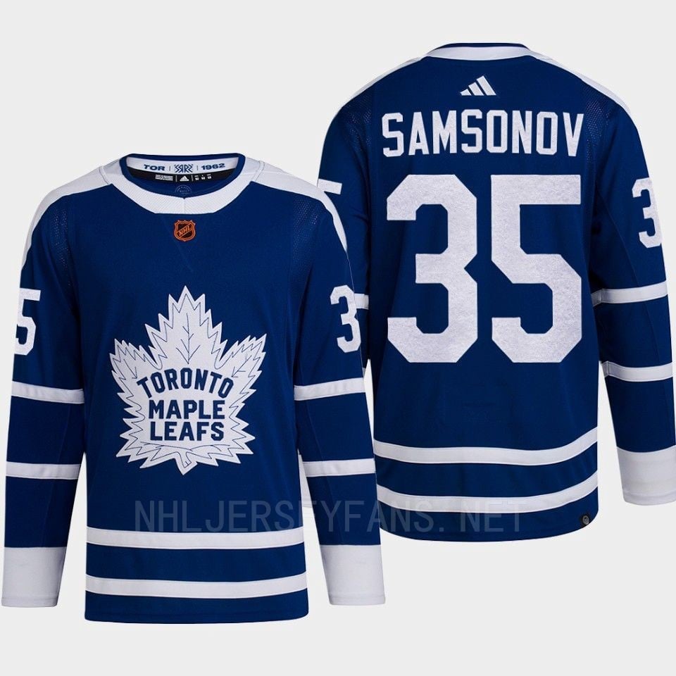 Toronto Maple Leafs 2022 Reverse Retro 2.0 Ilya Samsonov 35 Blue Primegreen Hockey Jersey Men's - JS412 
