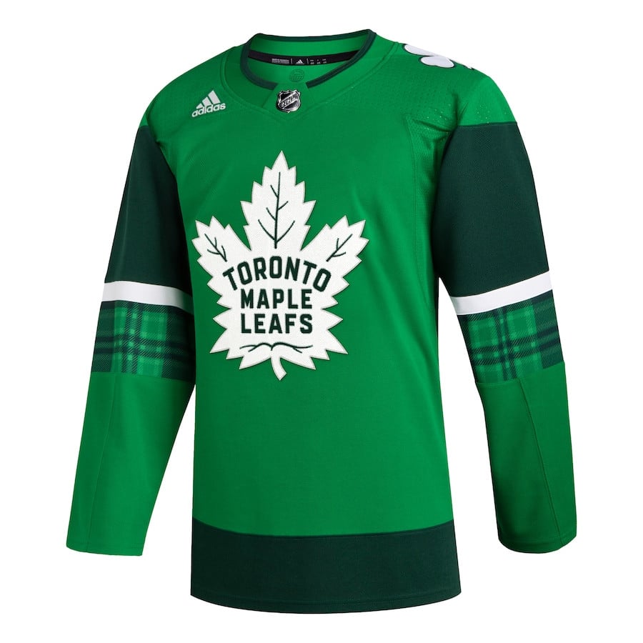 Alternative view of Toronto Maple Leafs 2023 St. Patrick's Day Primegreen Men Hockey Jersey - Kelly Green - JS985 