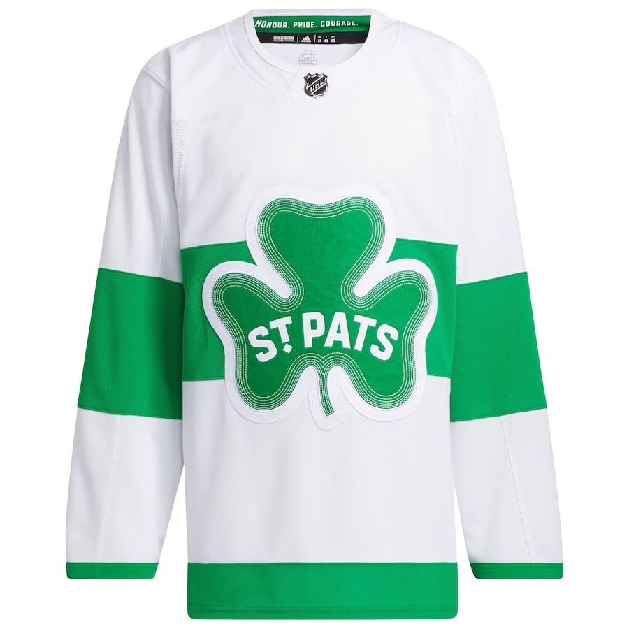 Alternative view of Toronto Maple Leafs St. Patricks Alternate Primegreen Men Hockey Jersey - White - JS581 