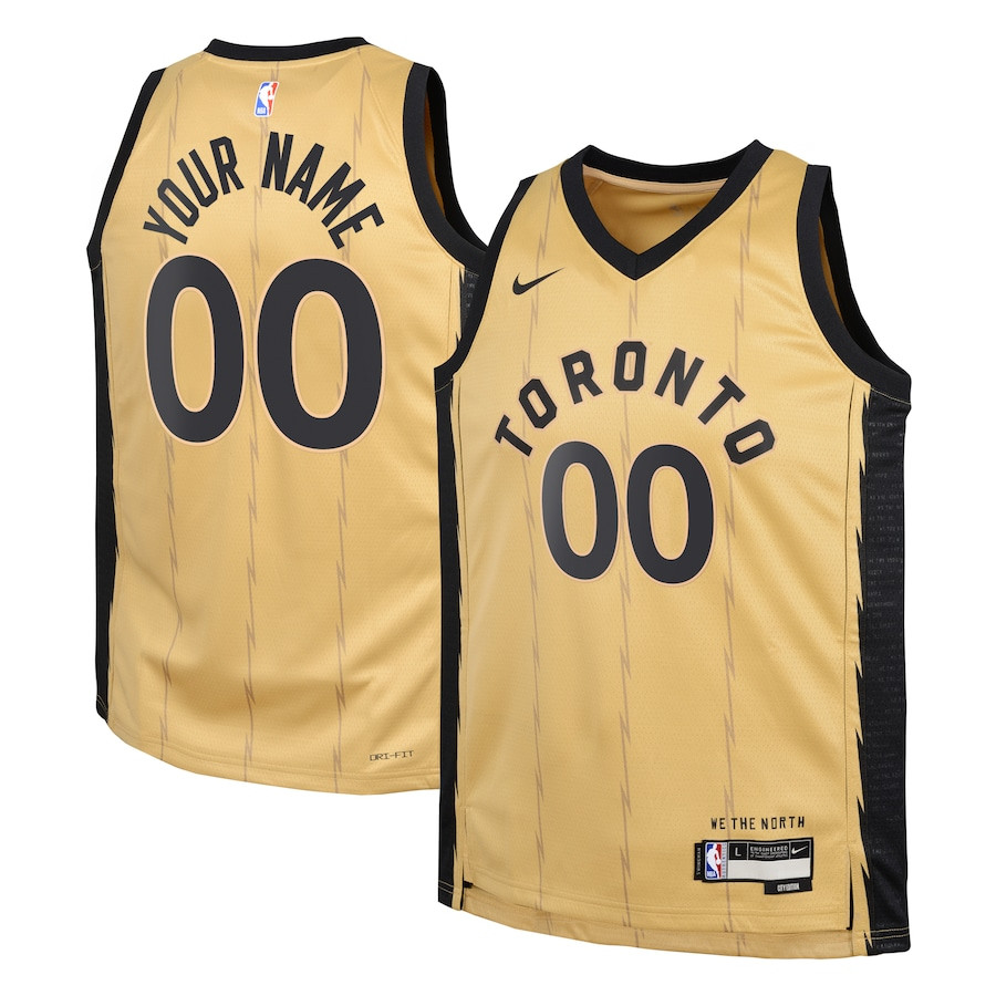 Toronto Raptors 2023/24 City Edition Swingman Custom YOUTH Basketball Jersey - Gold - JS343 
