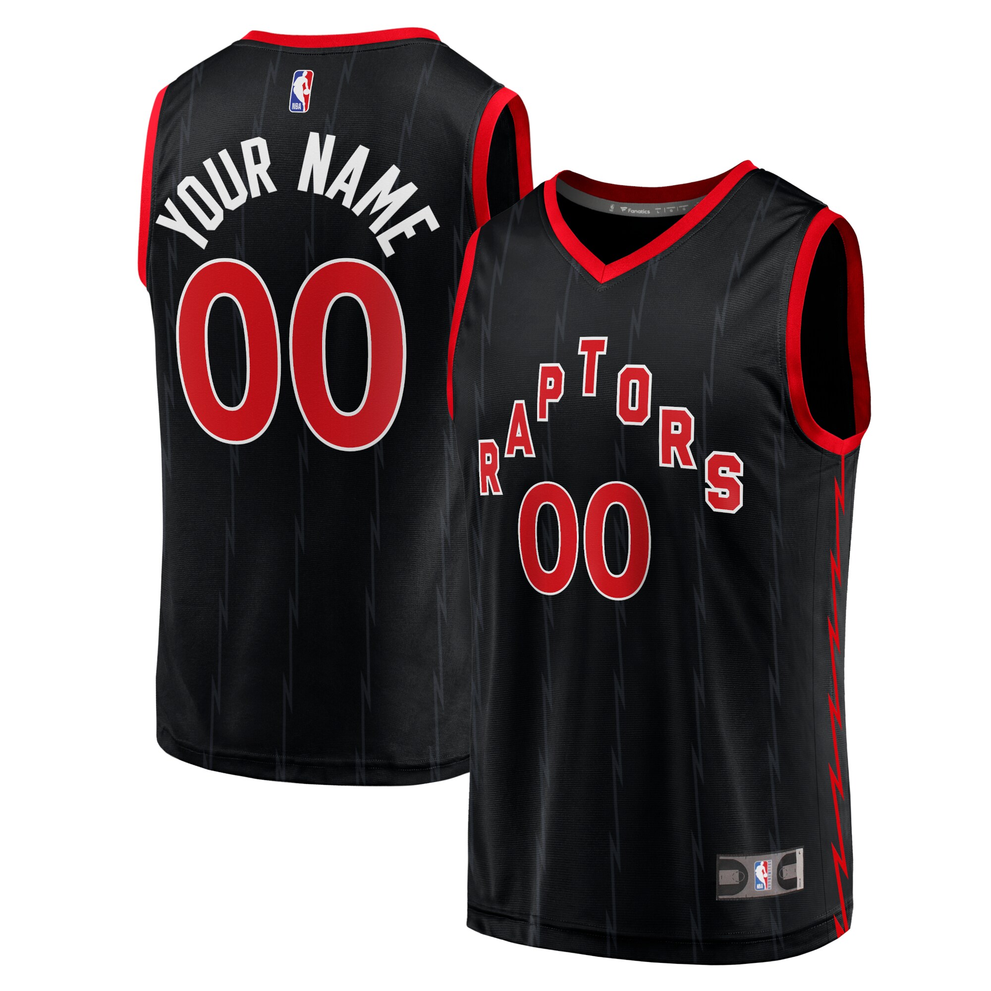 Toronto Raptors Fanatics Fast Break Replica Custom Basketball Jersey Black - Statement Edition