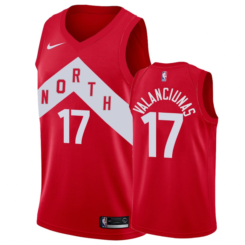 Toronto Raptors Jonas Valanciunas Red Earned Edition Basketball Jersey