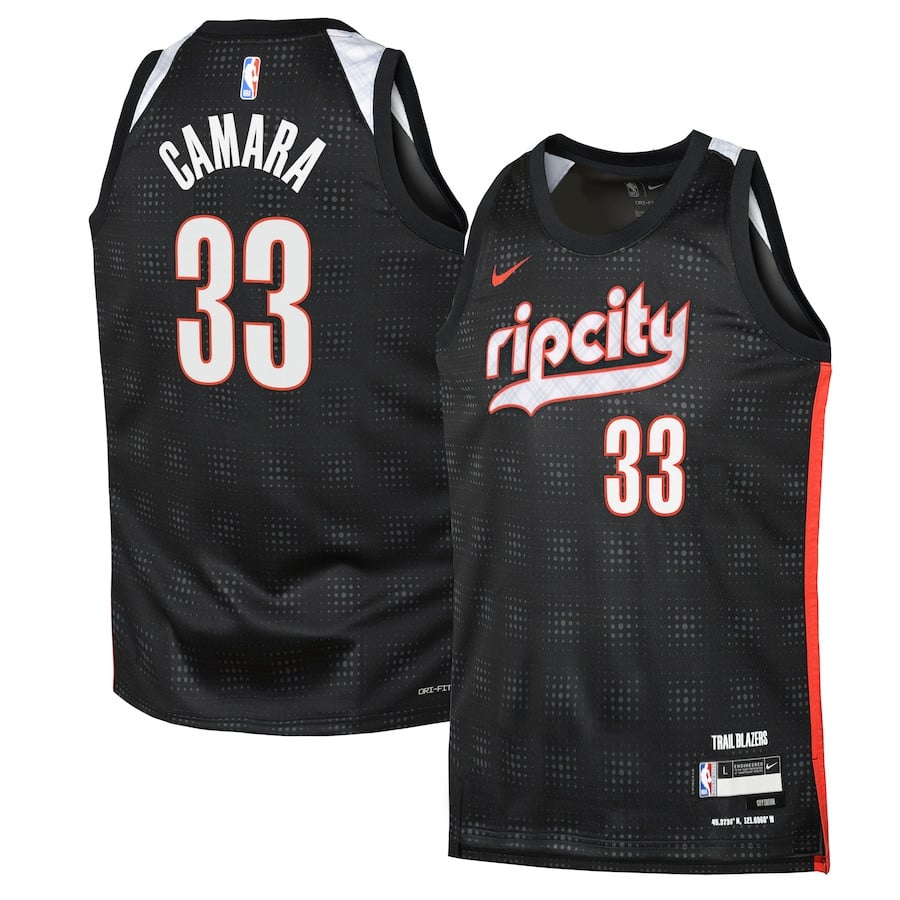 Toumani Camara 33 Portland Trail Blazers 2024/25 Swingman Player YOUTH Basketball Jersey - City Edition - Black - JS494 