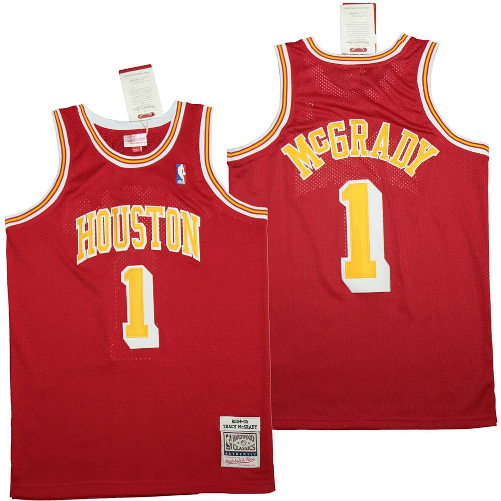 Alternative view of Tracy McGrady 1 Houston Rockets Swingman Basketball Jersey - Red - JS917 