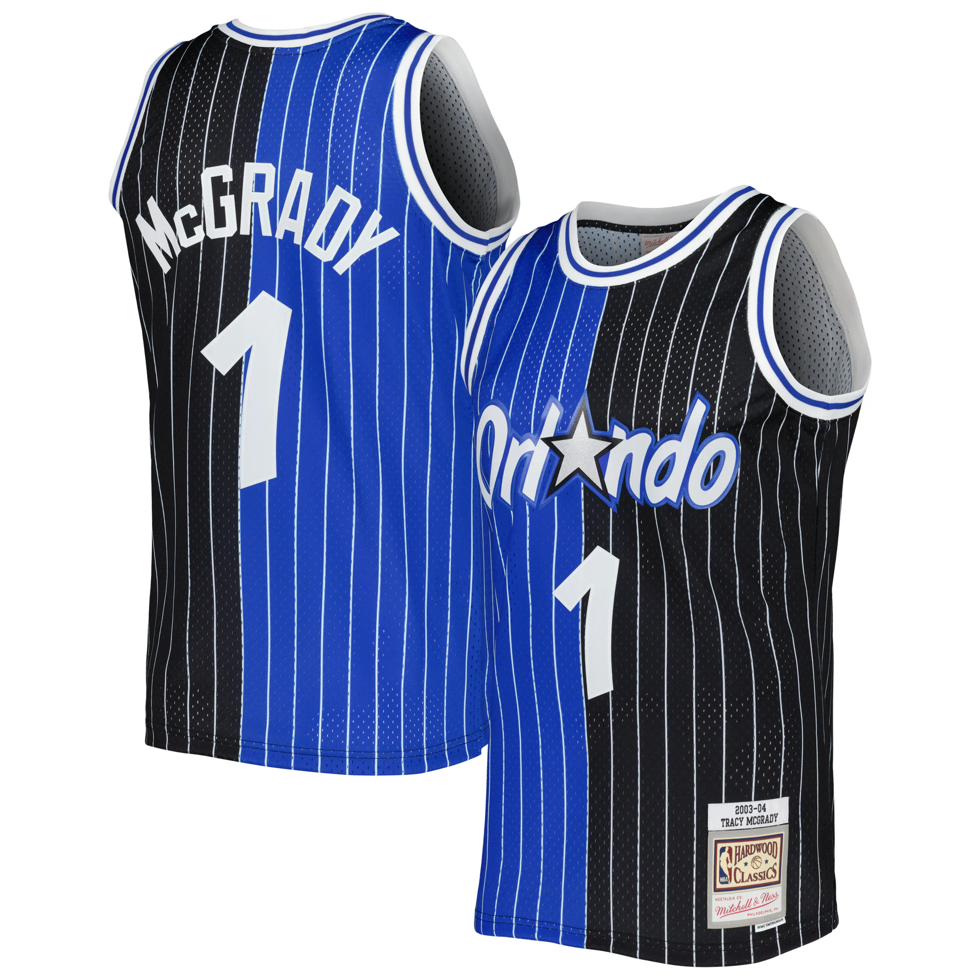 Tracy Mcgrady Orlando Magic Mitchell & Ness Hardwood Classics 2003/04 Split Swingman Basketball Jersey - Blue/black