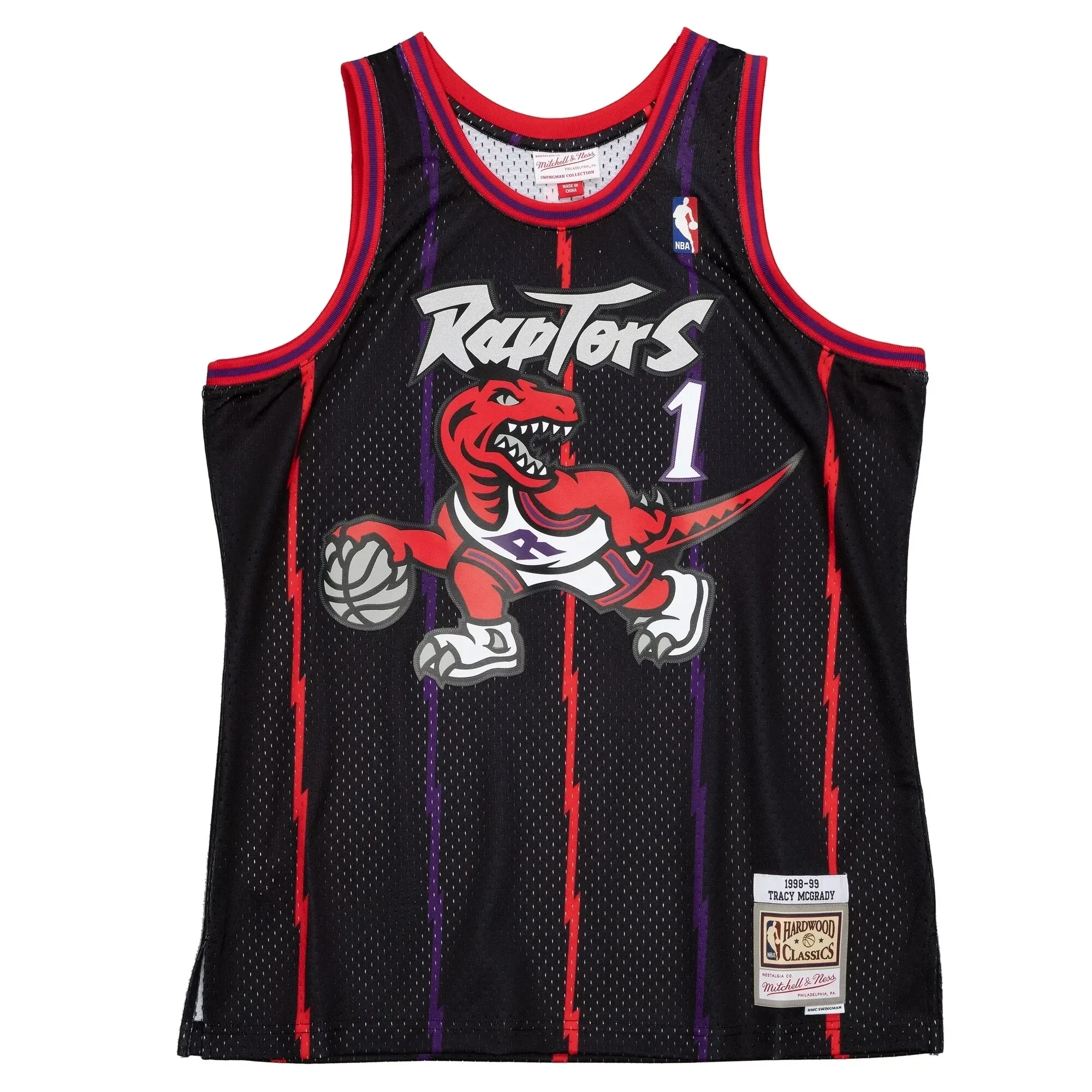 Alternative view of Tracy Mcgrady Toronto Raptors Mitchell & Ness 1998-99 Hardwood Classics Reload 2.0 Swingman Basketball Jersey - Black - JS351 