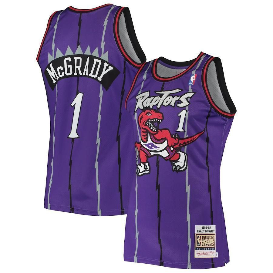 Tracy Mcgrady Toronto Raptors Mitchell & Ness 1998 Hardwood Classics Basketball Jersey - Purple - JS199 
