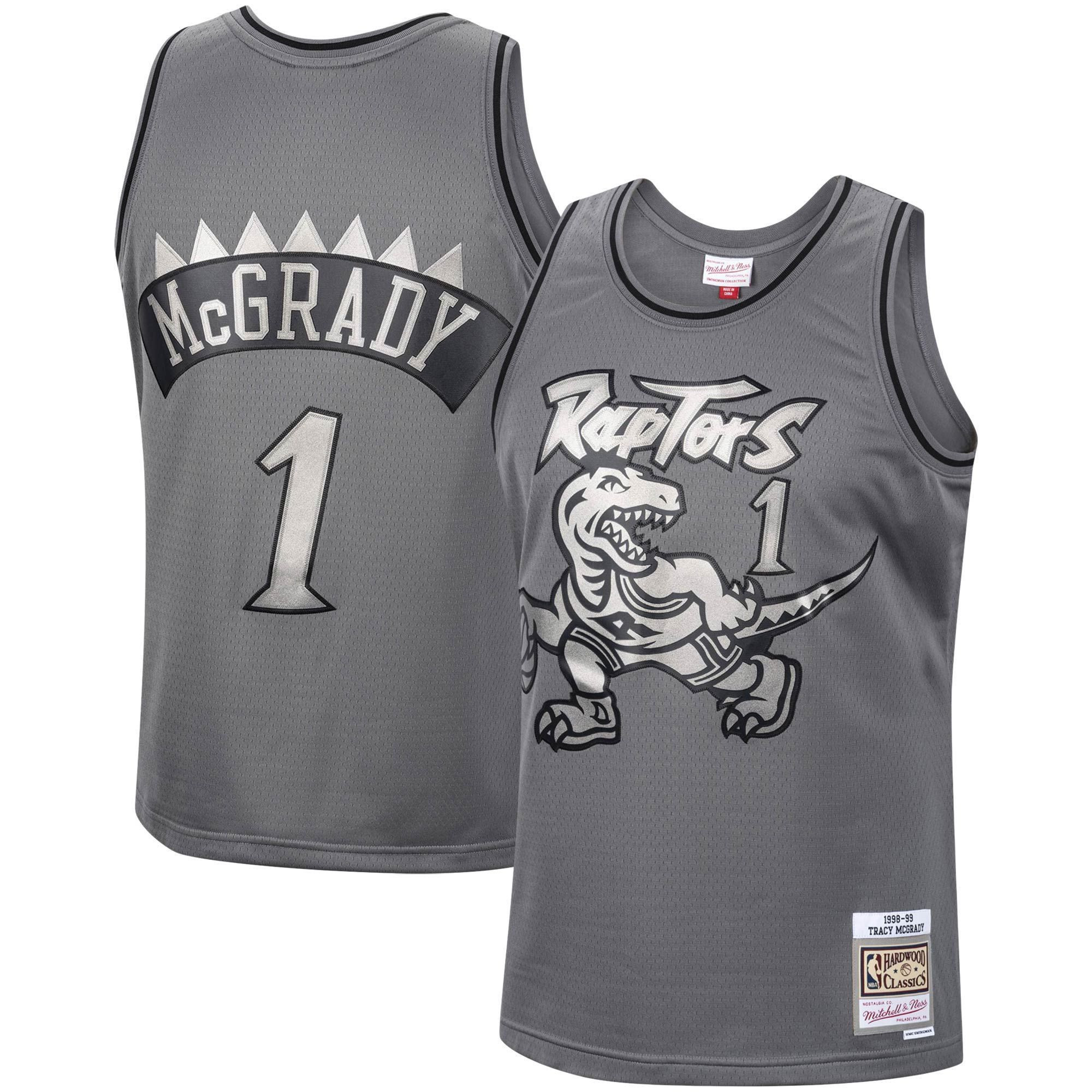 Tracy Mcgrady Toronto Raptors Mitchell & Ness Hardwood Classics Retired Player 1998/99 Metal Works Swingman Basketball Jersey – Charcoal - JS626 