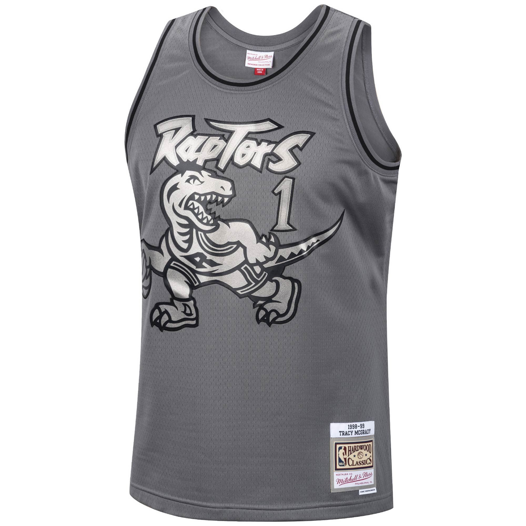 Alternative view of Tracy Mcgrady Toronto Raptors Mitchell & Ness Hardwood Classics Retired Player 1998/99 Metal Works Swingman Basketball Jersey – Charcoal - JS626 