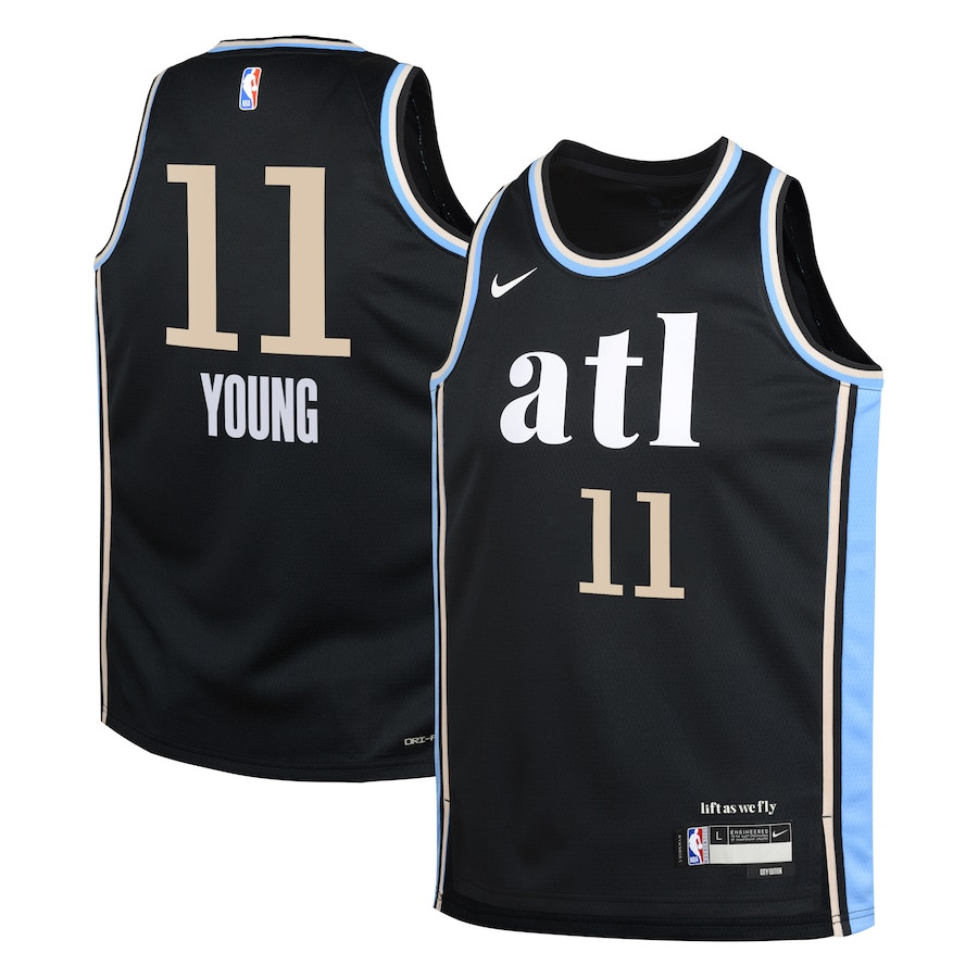 Trae Young 11 Atlanta Hawks 2023/24 City Edition Swingman YOUTH Basketball Jersey - Black - JS554 