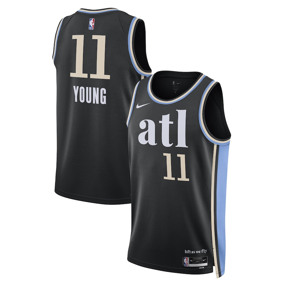Trae Young 11 Atlanta Hawks 2023/24 Swingman Basketball Jersey - City Edition - Unisex Black - JS383 