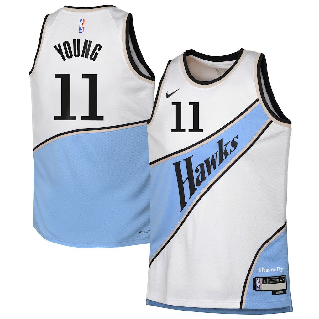Trae Young 11 Atlanta Hawks 2024/25 Swingman Player YOUTH Basketball Jersey - City Edition - White - JS840 